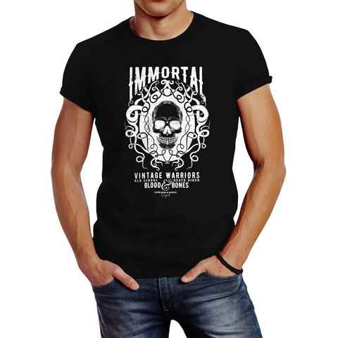 Neverless Print-Shirt Herren T-Shirt Totenkopf Immortal Skull Vintage Warriors Slim Fit Neverless® mit Print
