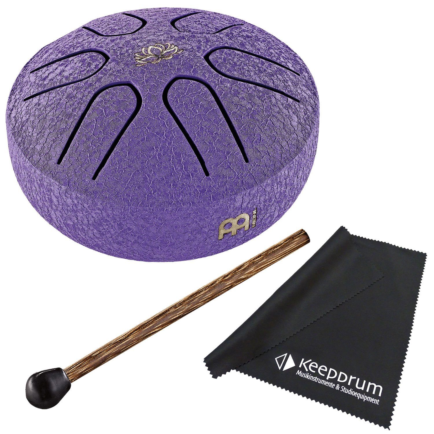 Steel Tongue Drum Meinl Sonic Energy Pocket Tongue Drum Lotus mit Tuch