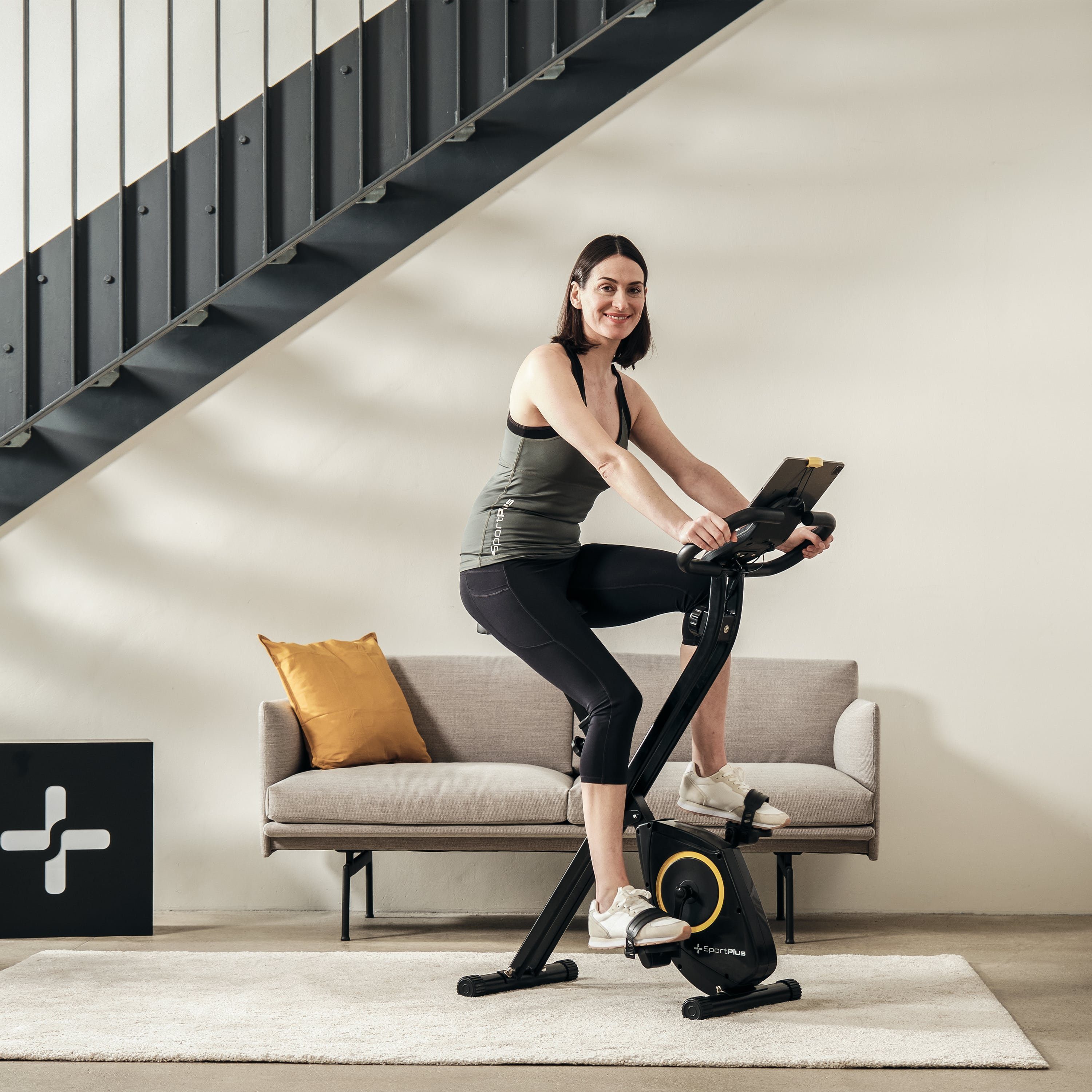 8 Heimtrainer, für X-Bike SP-HT-1200-B-iE, SportPlus Stufen mit klappbar zuhause, Heimtrainer