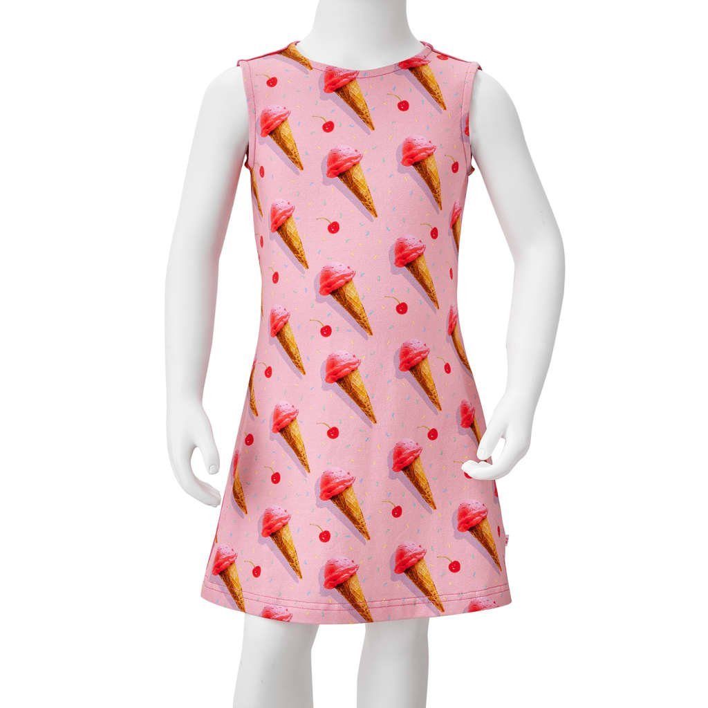 Knallrosa A-Linien-Kleid Eiscreme-Motiv vidaXL Kurz 116 Kinderkleid