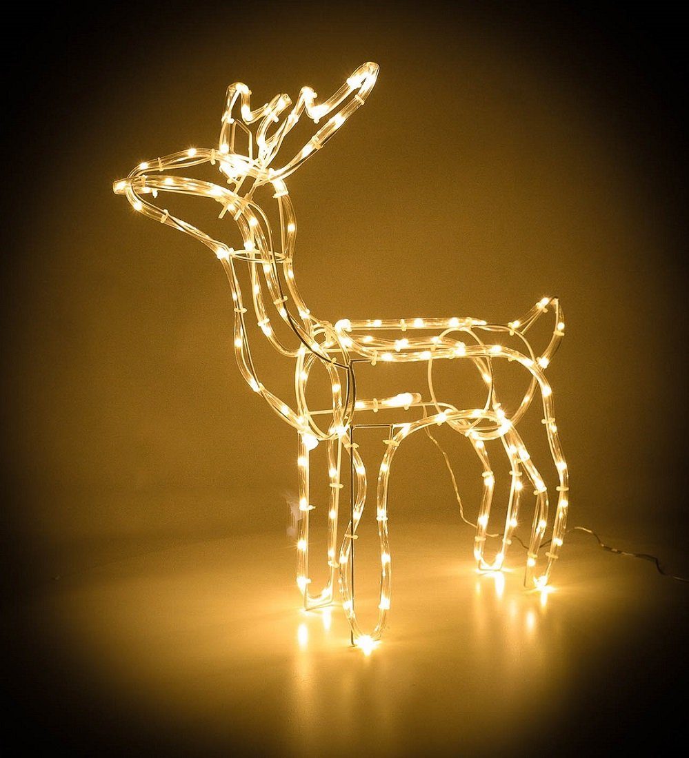 Bubble-Store Weihnachtsfigur Weihnachtsbeleuchtung (Weihnachtsdekoration beleuchtet für innen & außen mit Timerfunktion), Rentier mit 120 warmweißen LEDs