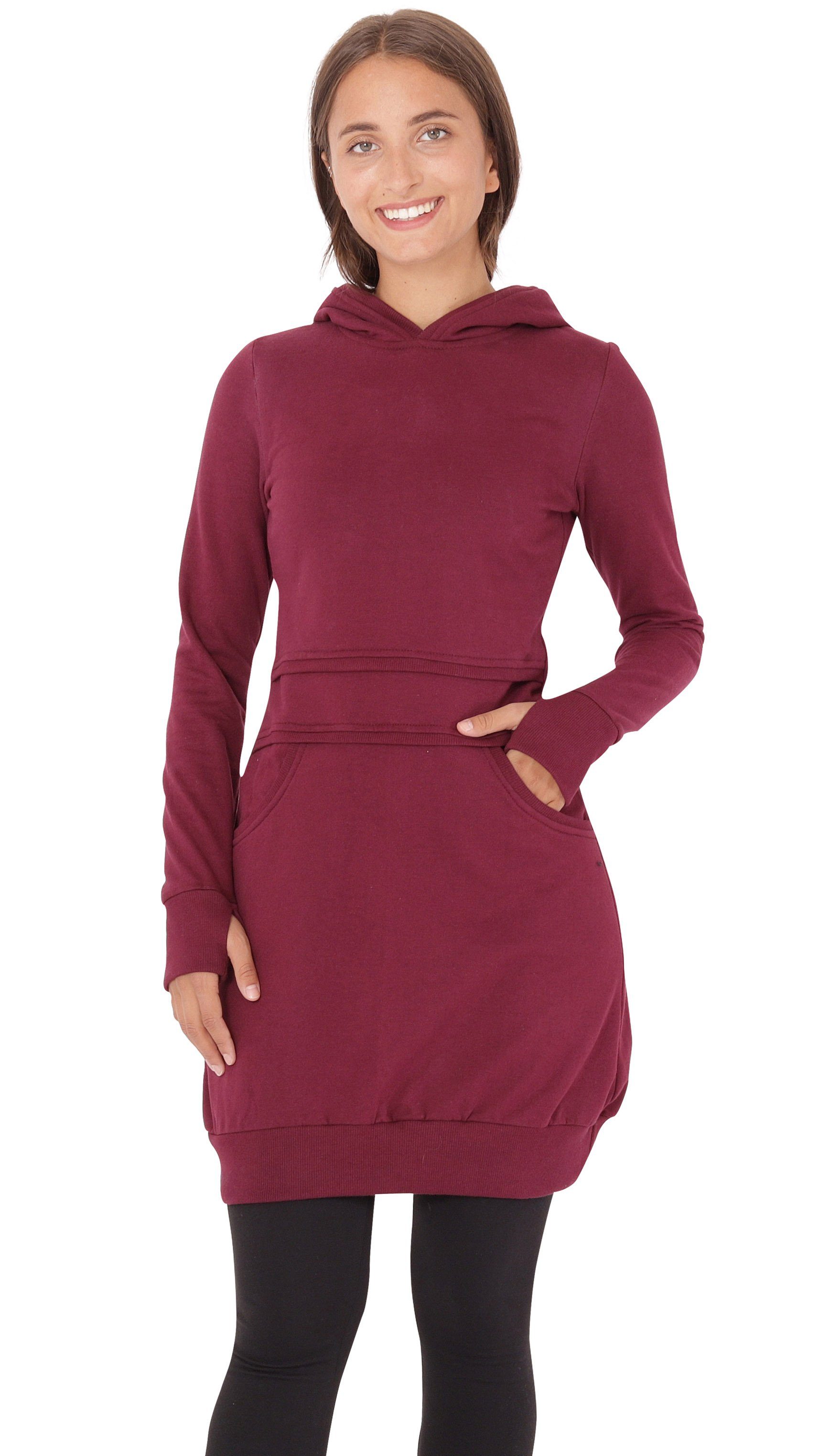 PUREWONDER Sweatkleid Kapuzenpullover-Kleid Hoodie Einfarbig dr19 Rot XXL e günstig online kaufen