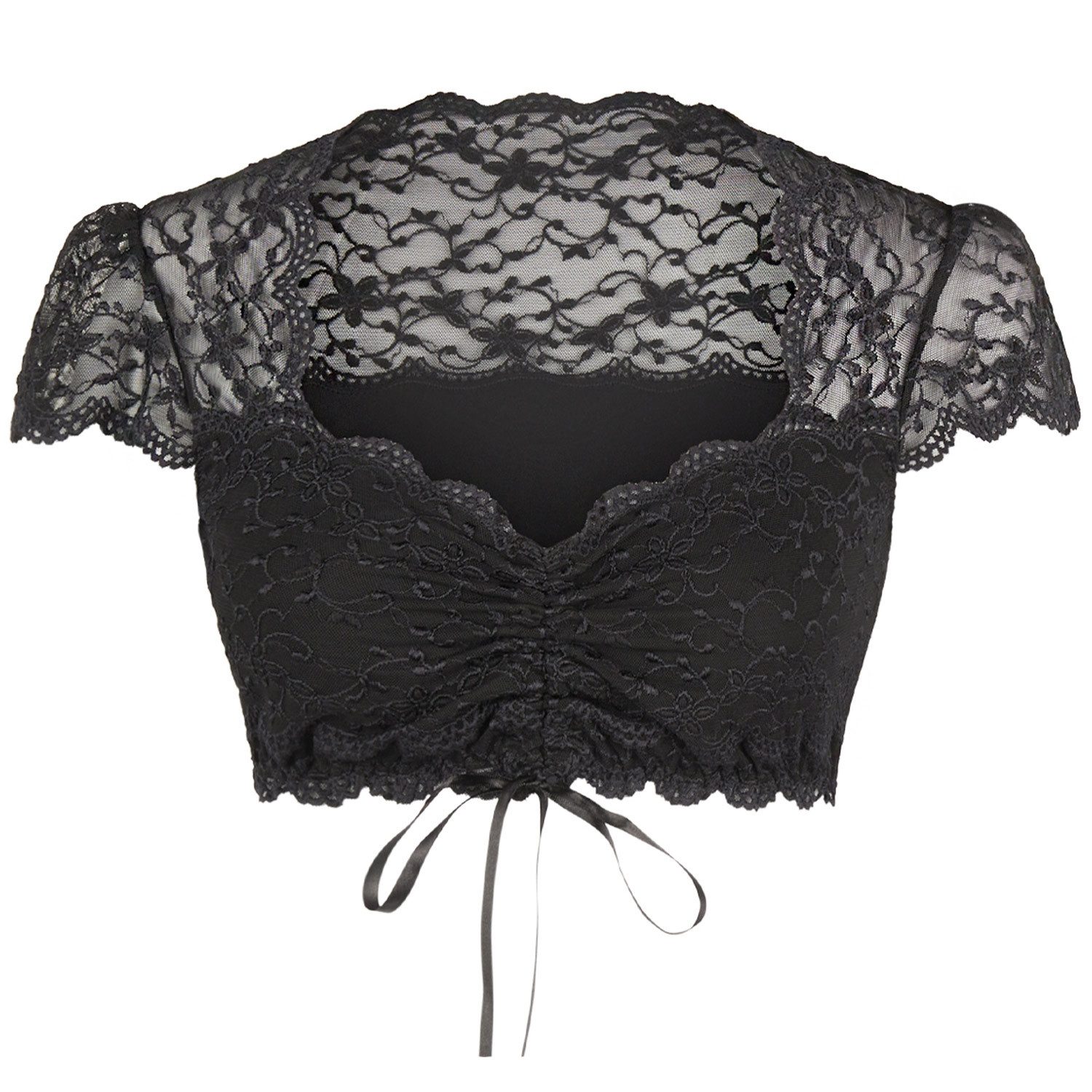 Nina Von C. Dirndlbluse Spitzen Bluse 'Valeska' Kurzarm 48462971, Schwarz günstig online kaufen