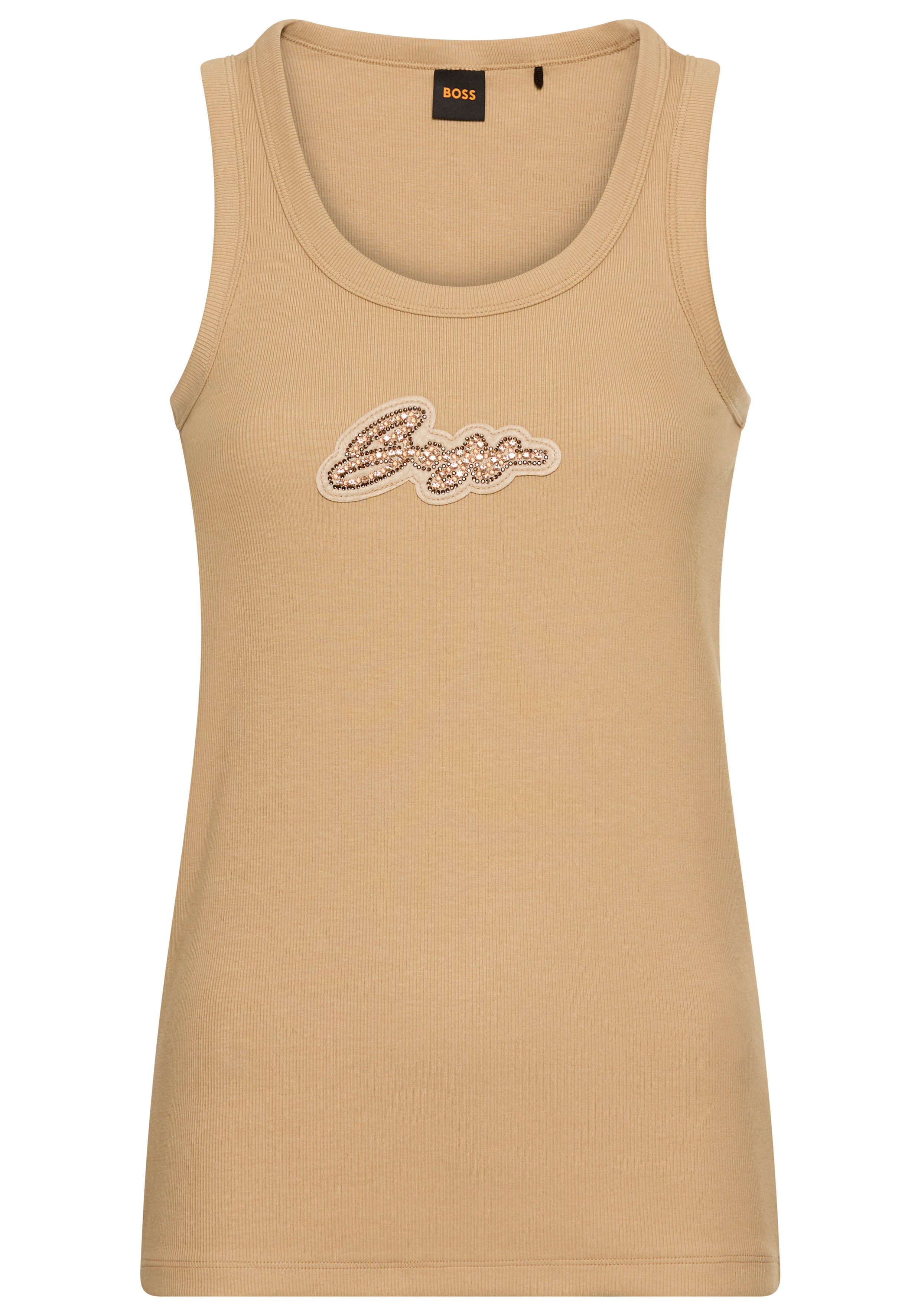 BOSS ORANGE Ripptanktop Ematite Stonebadge Premium Damenmode mit aufgestick günstig online kaufen