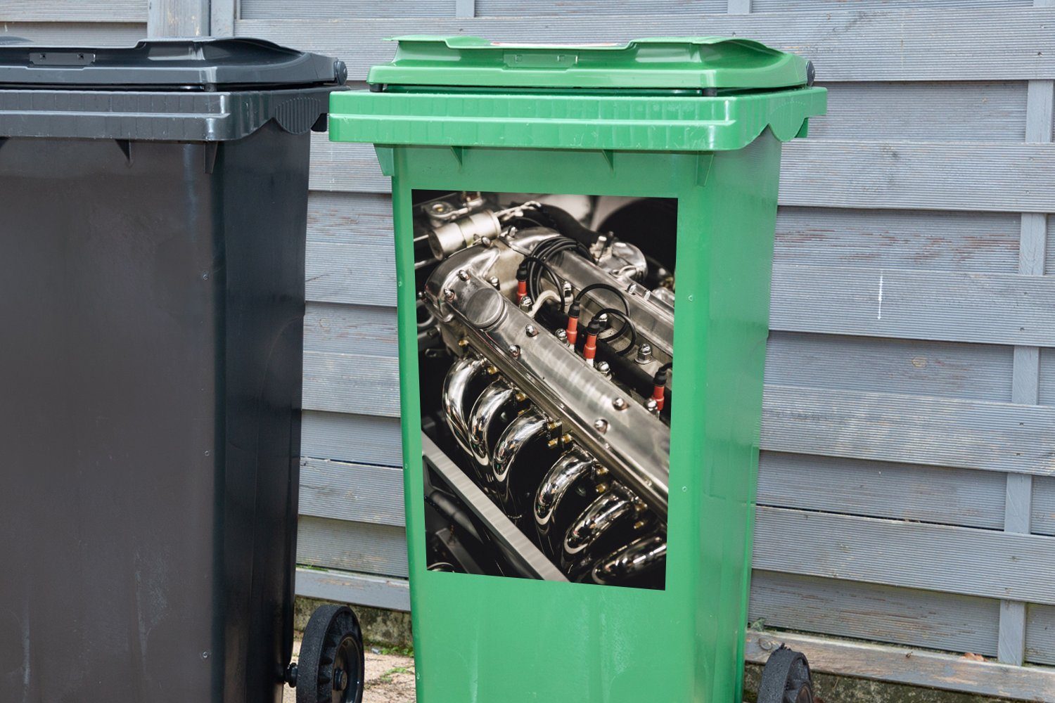MuchoWow Mülleimer-aufkleber, Sticker, Abfalbehälter (1 Technik - Auto Mülltonne, St), Wandsticker Motor Container, -