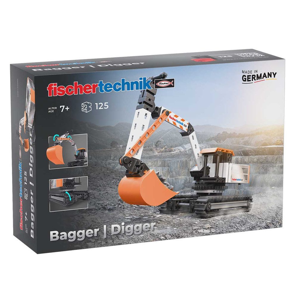 fischertechnik fischertechnik - Bausatz - Bagger Konstruktionsspielsteine, (125 St)