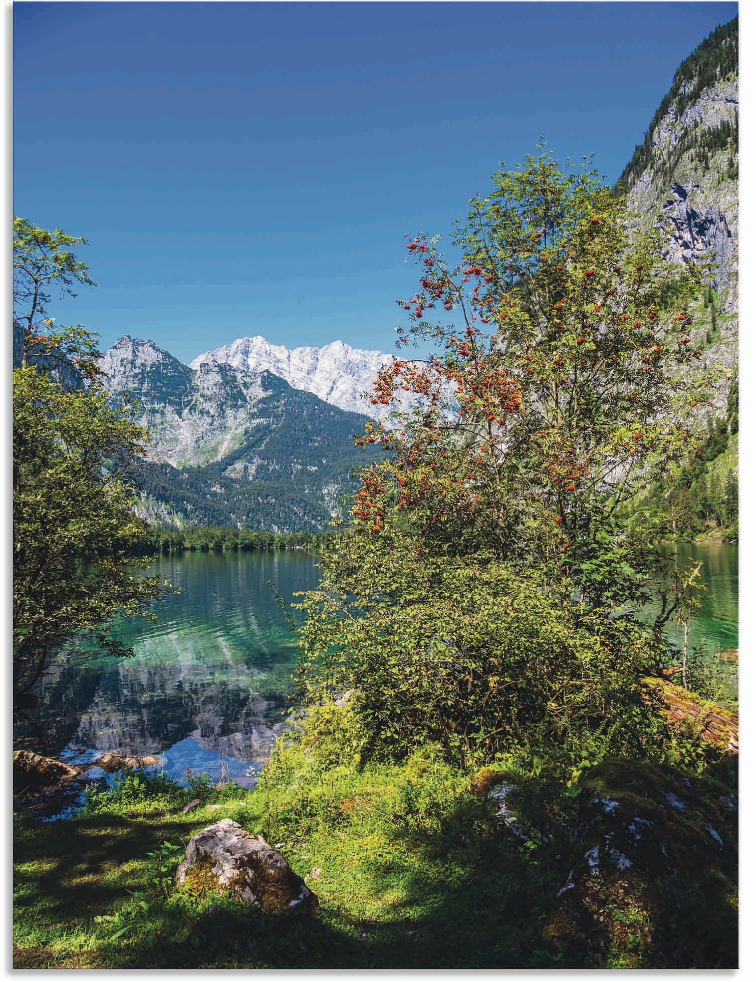 versch. Alubild, in St), Wandaufkleber Wandbild auf als Seebilder Obersee, den (1 Blick oder Leinwandbild, Artland Poster Größen