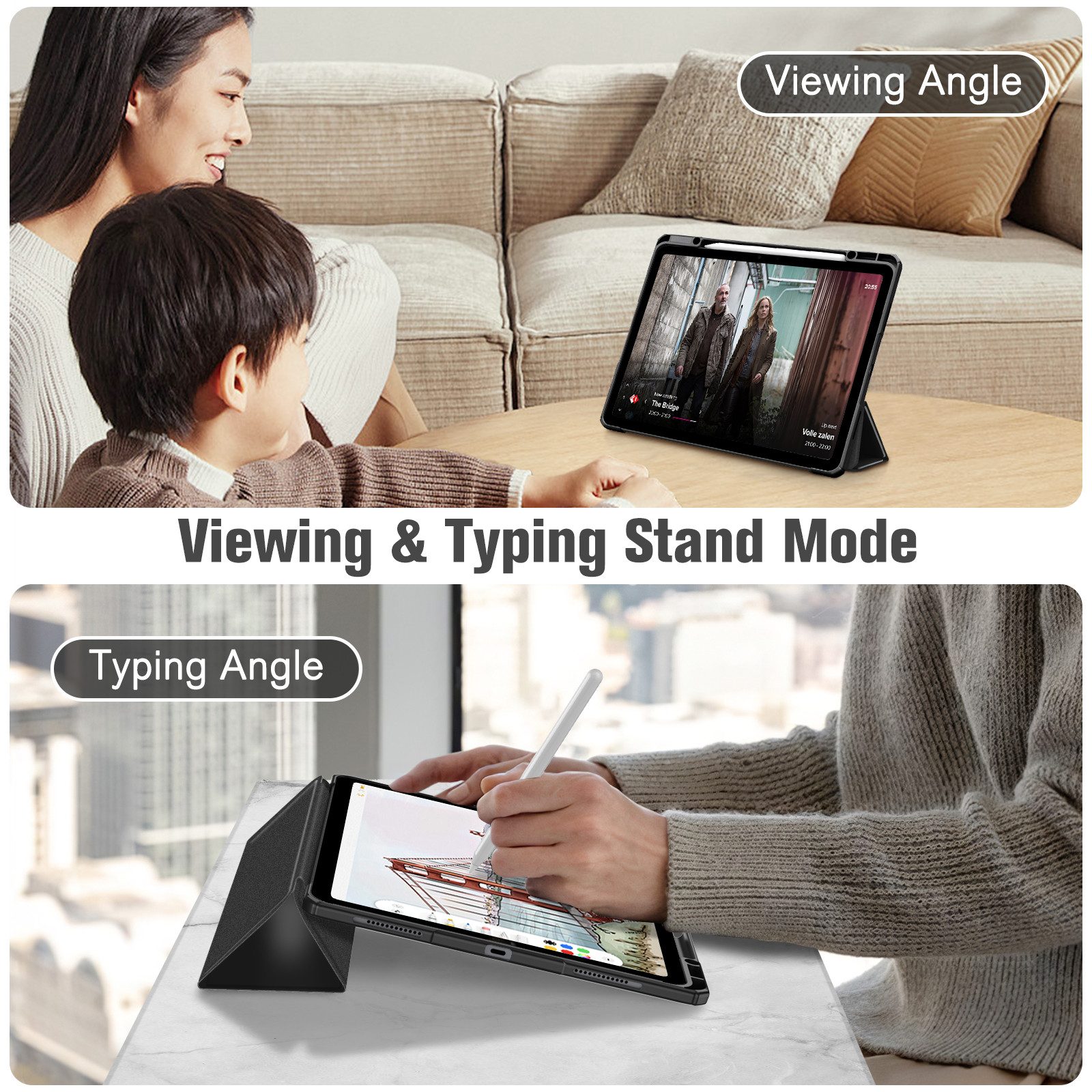 Fintie Tablet-Hülle für iPad Air 13 Zoll M4/M3/M2 (2026/2025/2024) mit Stifthalter, Stoßfeste Hybrid Case mit transparenter Hartschale auf der Rückseite