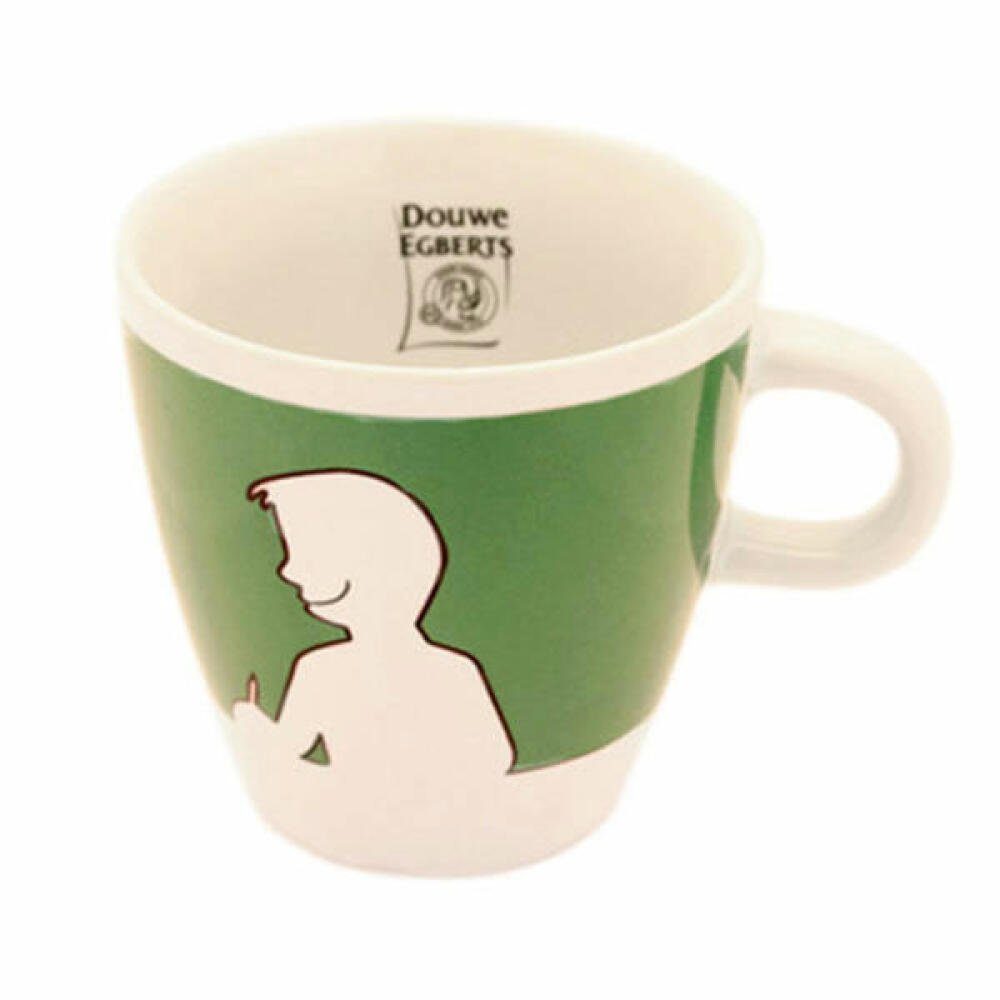 Jacobs Douwe Egberts Becher Kaffeebecher mit Henkel, weiß - grün, 260 ml, Porzellan