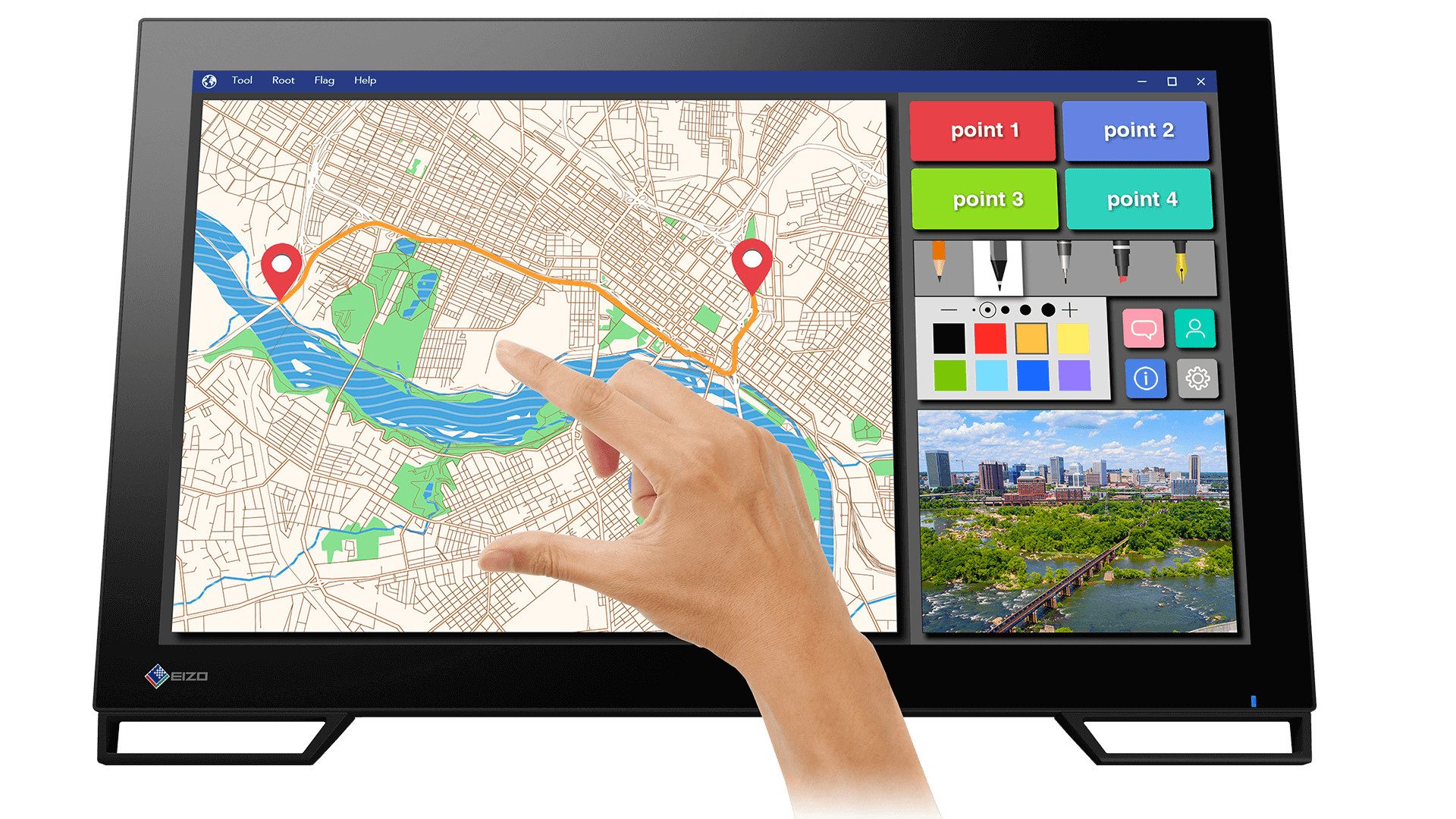 Eizo FDF2182WT DuraVision 21,5" 54,7cm TFT-Monitor (1920 x 1080 px, Full HD, 25 ms Reaktionszeit, 60 Hz, VA, Touchscreen, Lautsprecher, HDCP, Kopfhörerbuchse)