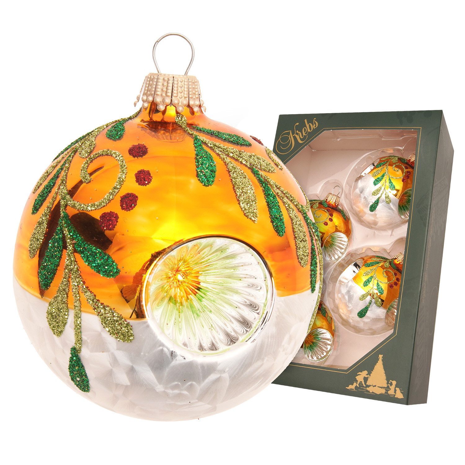 Krebs Glas Lauscha Weihnachtsbaumkugel 4er Set Glaskugeln - Reflexkugeln in günstig online kaufen