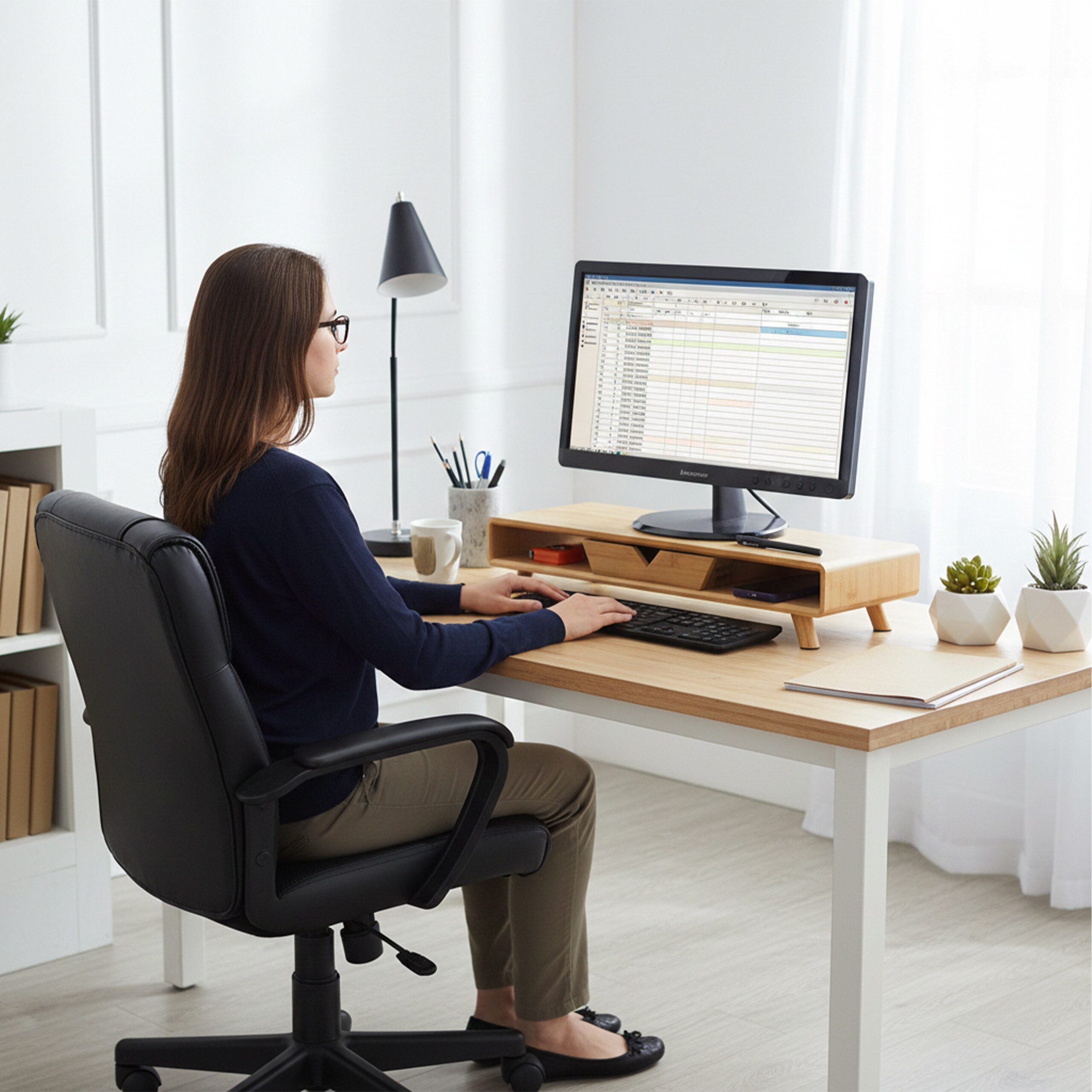 relaxdays Monitorständer mit Schublade, (1-tlg) – Bild 2 von 5