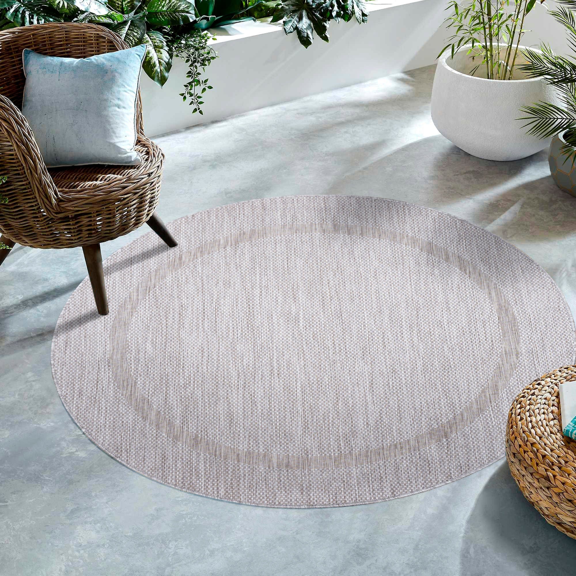 SIMPEX24 Outdoorteppich Unicolor - Einfarbig, Rund, Höhe: 5 mm, Rund Outdoor Teppich Wetterfest Balkon Küchenteppich Flachgewebe