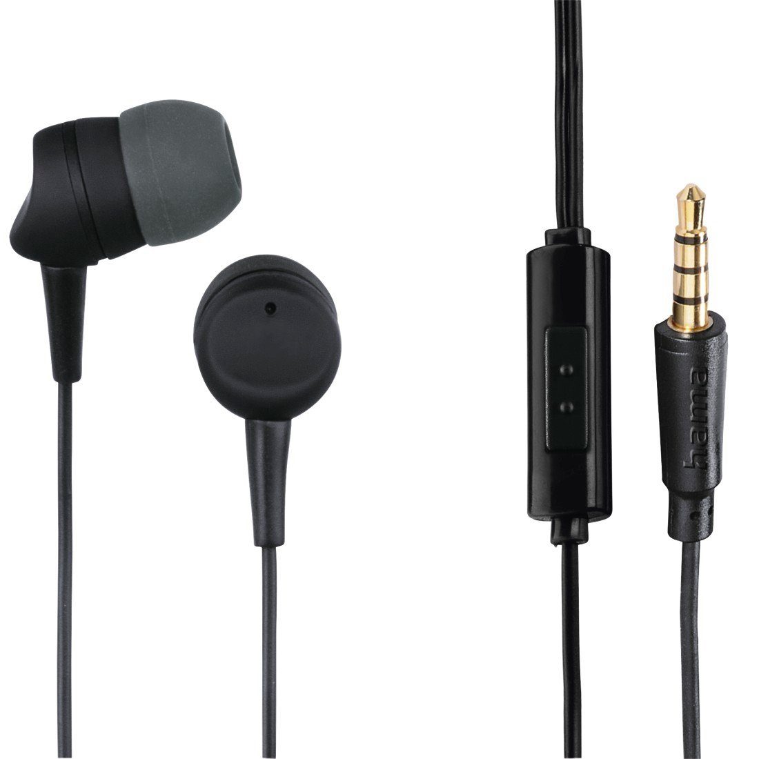 Hama Kopfhörer "Kooky", In-Ear, schwarz Kabelknickschutz In-Ear-Kopfhörer Mikrofon