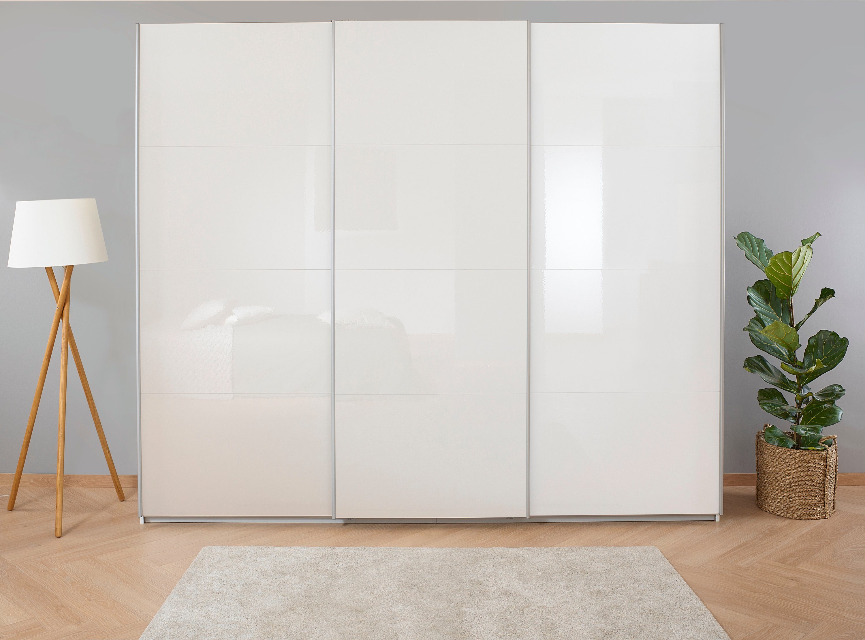 rauch Schwebetürenschrank Kleiderschrank Schrank Garderobe KOLUNA mit Hochglanz-Front (Breiten 203/271/315/360 cm Höhen 210/229 cm) inkl. 2 Innenschubladen sowie extra Einlegeböden MADE IN GERMANY