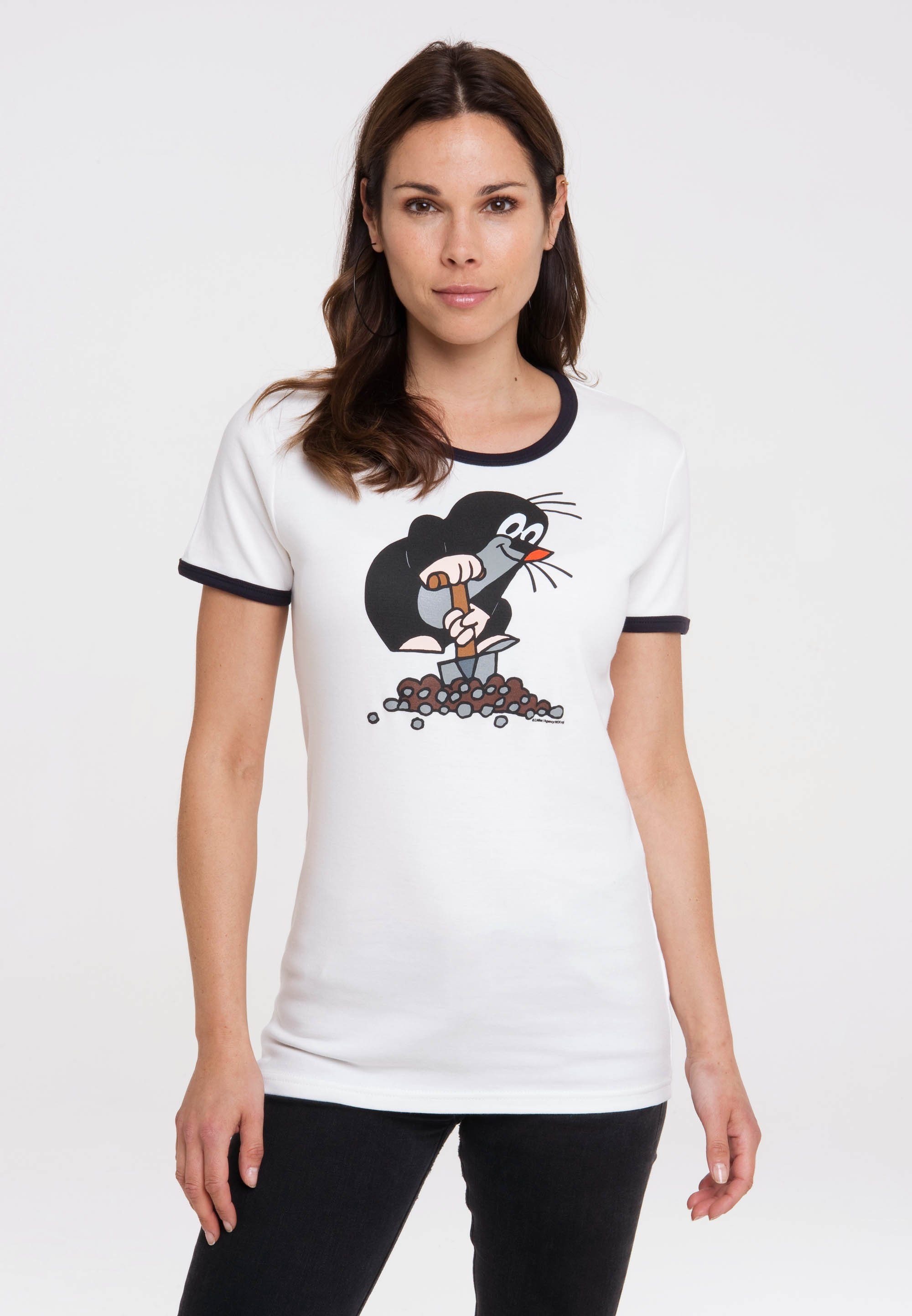LOGOSHIRT T-Shirt Der mit kleine lizenziertem Maulwurf Print