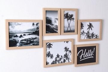 Wackadoo Living Bilderrahmen-Set Beach Ahorn Bilderrahmen, für 6 Bilder (6er Set), 2x 10x15 cm, 2x 13x18 cm 2x 15x20 cm, Holzrahmen FSC