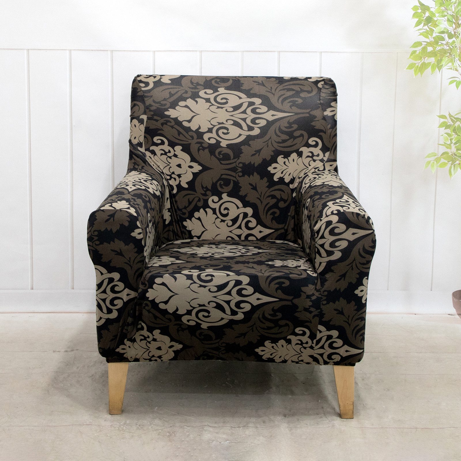 BTTO Sesselhusse Floraler Sesselbezug,Stretch Einzelsofa Möbelschutz mit Armlehnen, Bunt Blumen Stuhlbezüge Stuhlschutz,Couchbezug 1 Sitzer