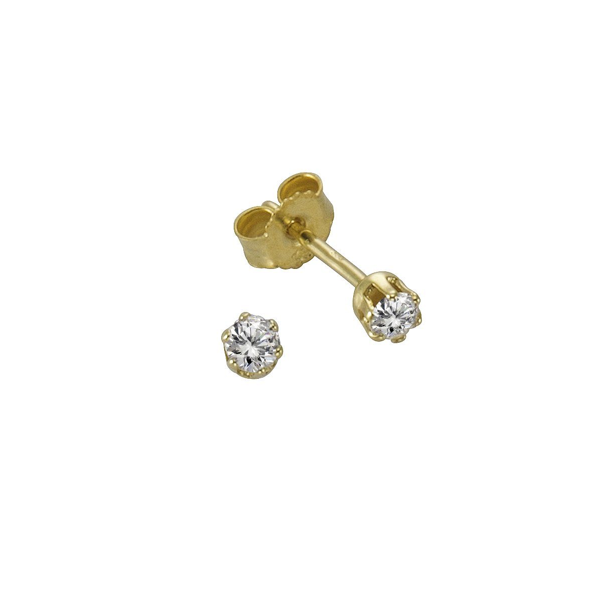 Paar Ohrstecker 333 Gold Zirkonia weiß 2,75mm