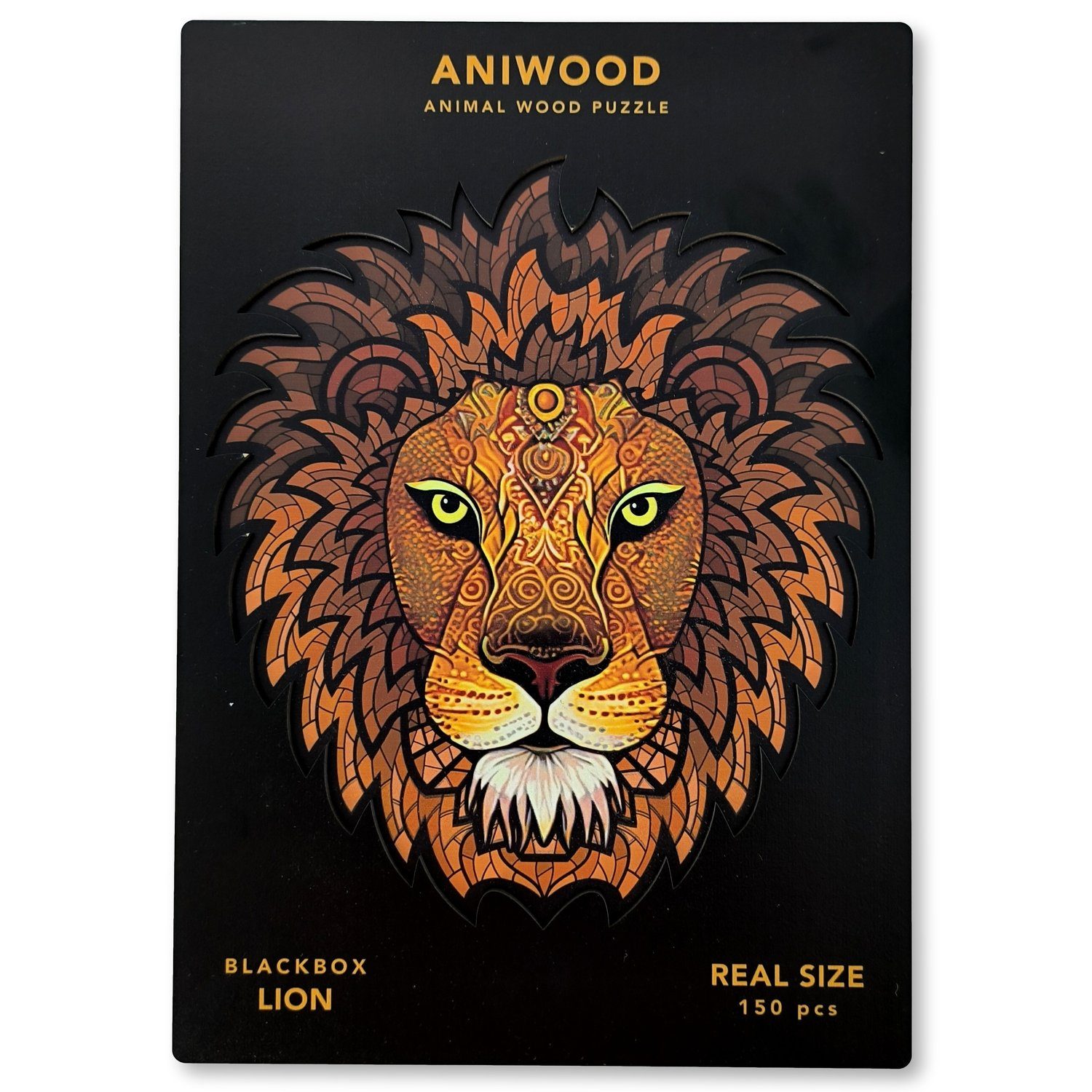 ANIWOOD Konturenpuzzle ANIWOOD,Löwe,Holz,mehrfarbig, 150 Puzzleteile, Größe M (20,0 x 24,6 x 0,5 cm)