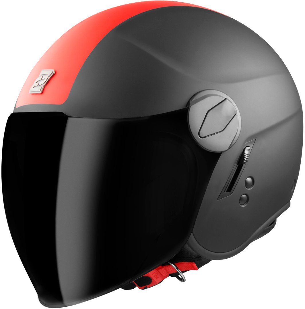 Bogotto Motorradhelm V595-1 Next Jethelm, integriertes Sonnenvisier