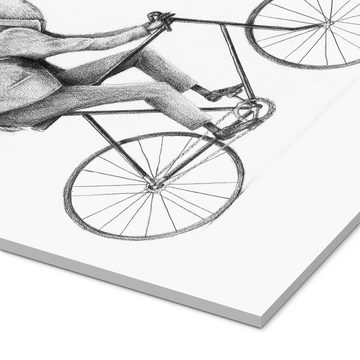 Posterlounge Acrylglasbild Mike Koubou, Auch ein Gentleman fährt Fahrrad Schwarz/Weiß, Jungenzimmer Illustration