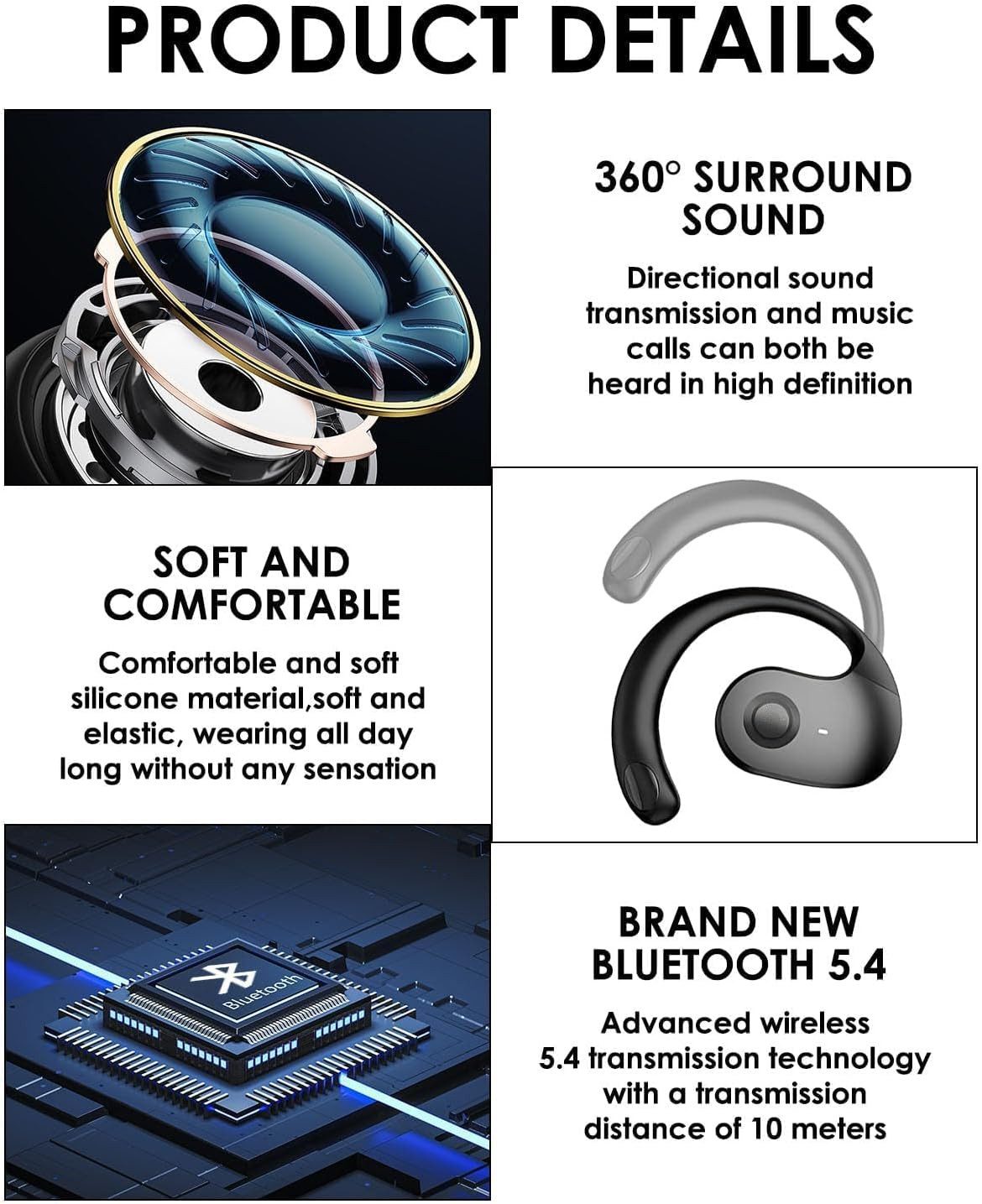 FELIXLEO 144 Sprachen KI Übersetzer Kopfhörer mit Bluetooth 5.4 On-Ear-Kopfhörer – Bild 5 von 5
