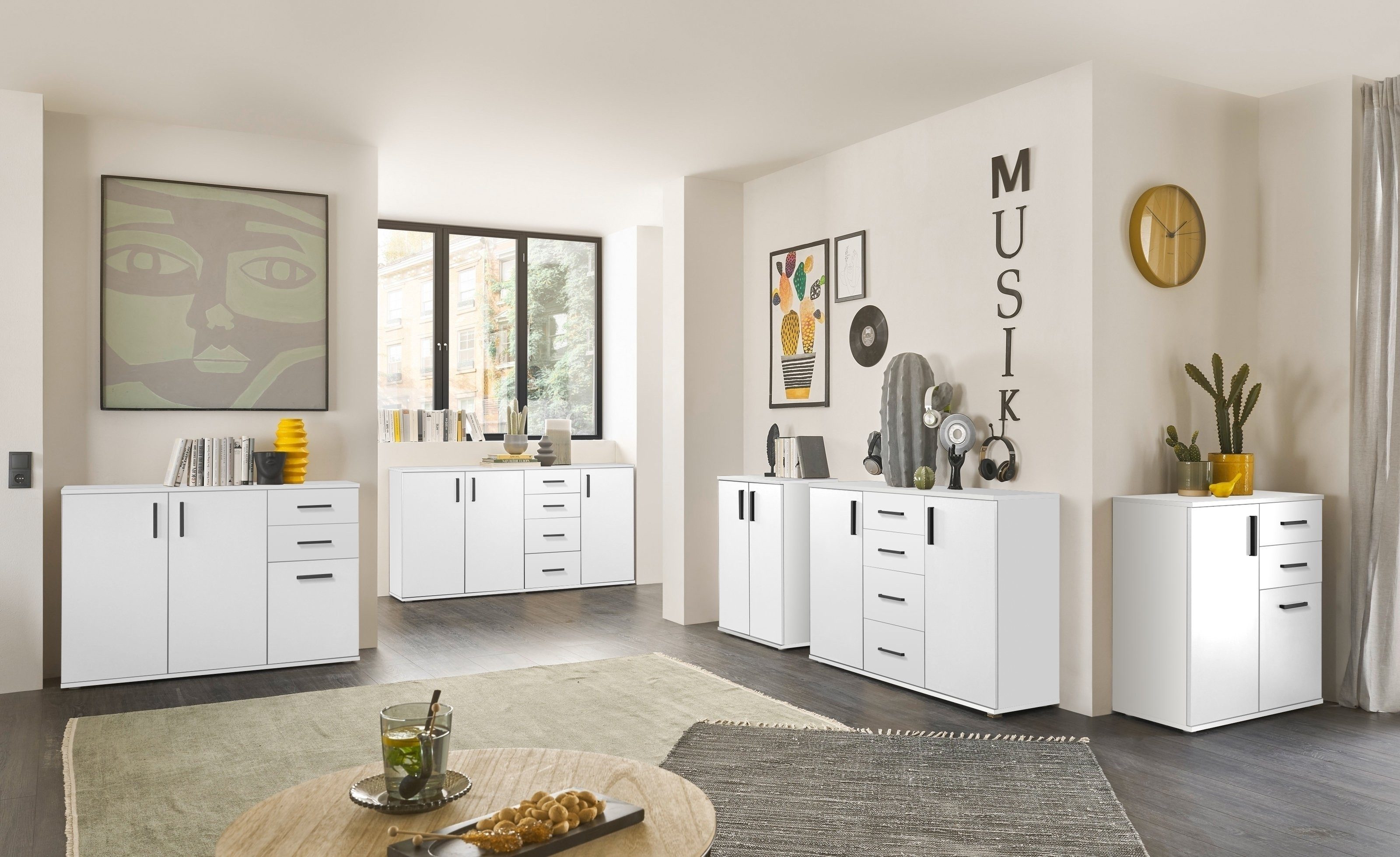Bega Consult Kommode 2 Türen, 2 Schubladen, weiß - 80x84x35cm (BxHxT)
