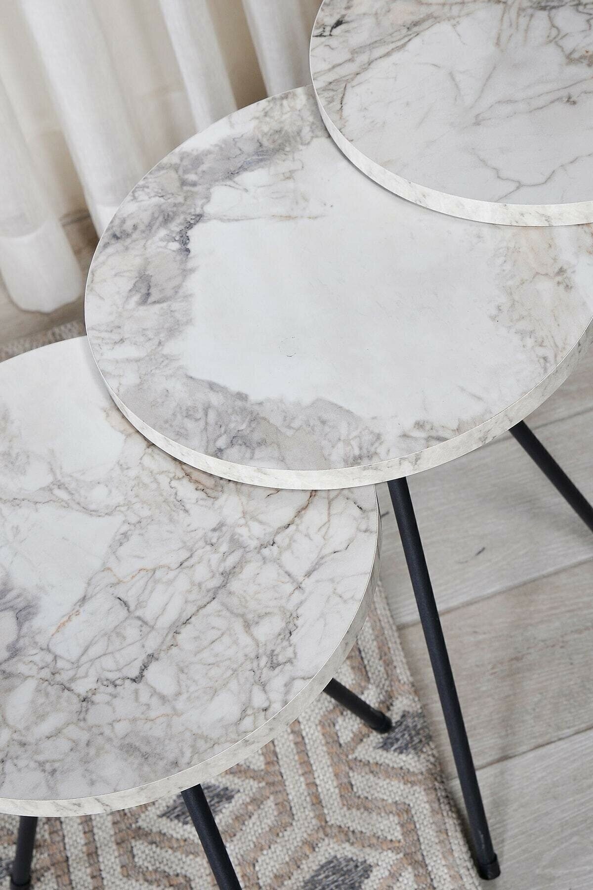 en.casa Couchtisch (3-St), Rundes Satztisch-Set 33 x 33 cm Spanplatte/metal günstig online kaufen