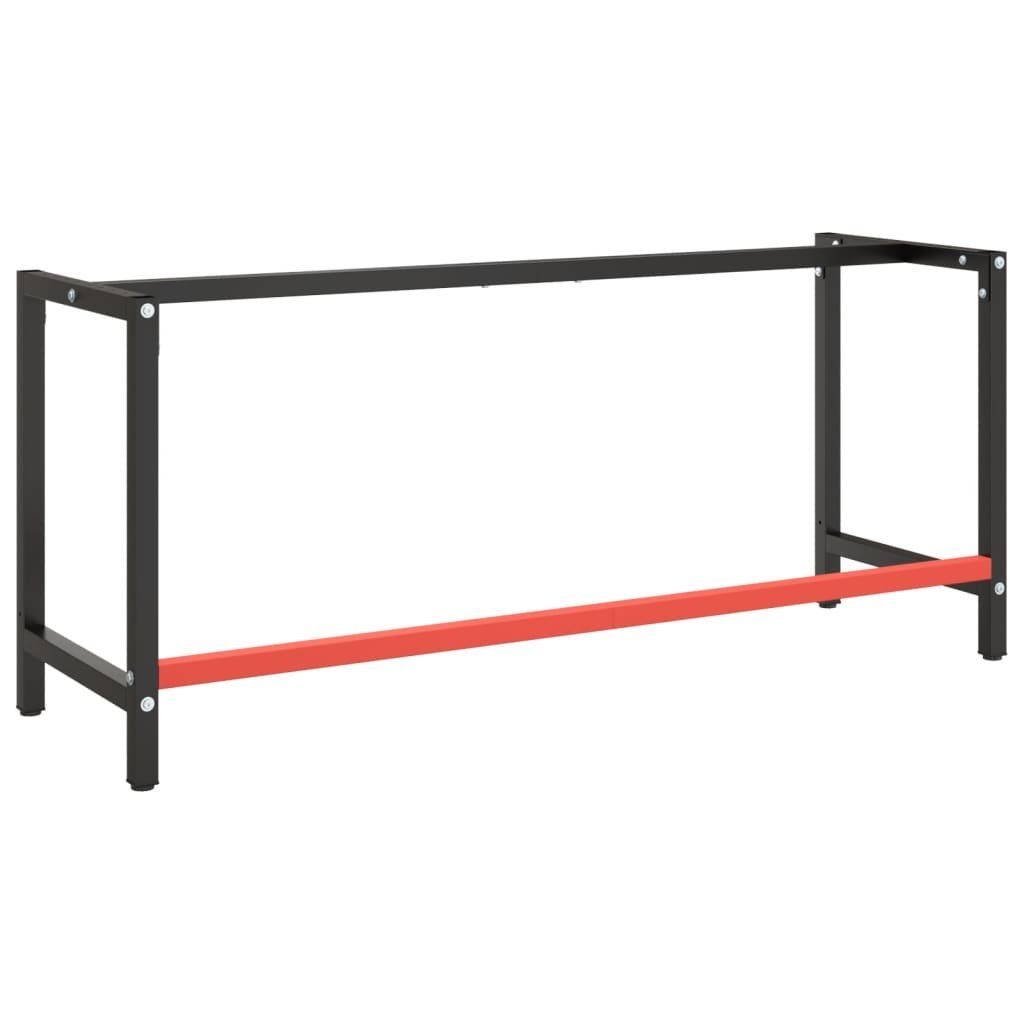 vidaXL Tischbein Werkbankgestell Mattschwarz und Mattrot 180x57x79 cm Metall