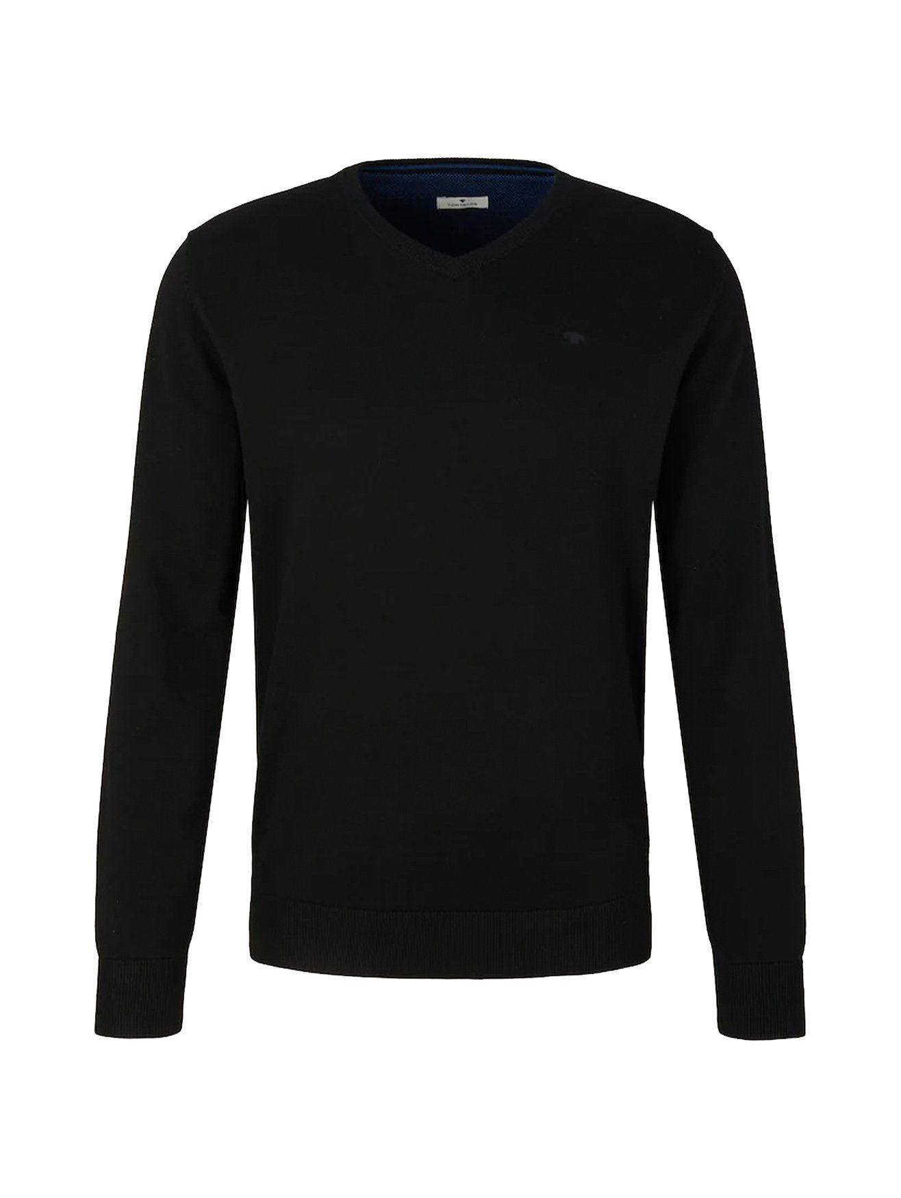 Feinstrick TOM Strickpullover V-Ausschnitt Pullover in Dünner Sweater Schwarz-2 4652 TAILOR Basic