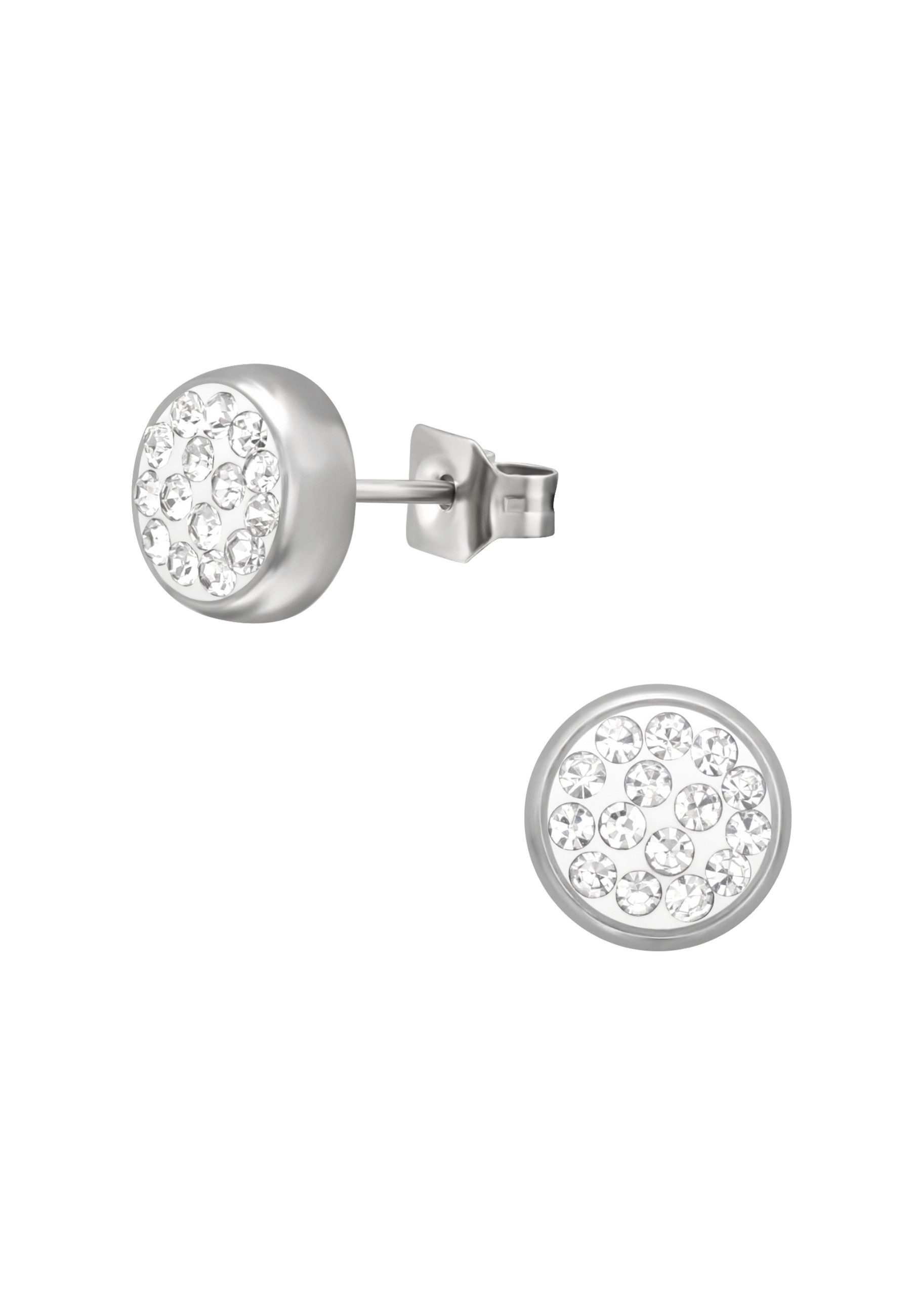 Diademita Paar Ohrstecker Ohrstecker Rund 6 mm aus Hochglanzpoliertem Chirurgenstahl mit (Set)