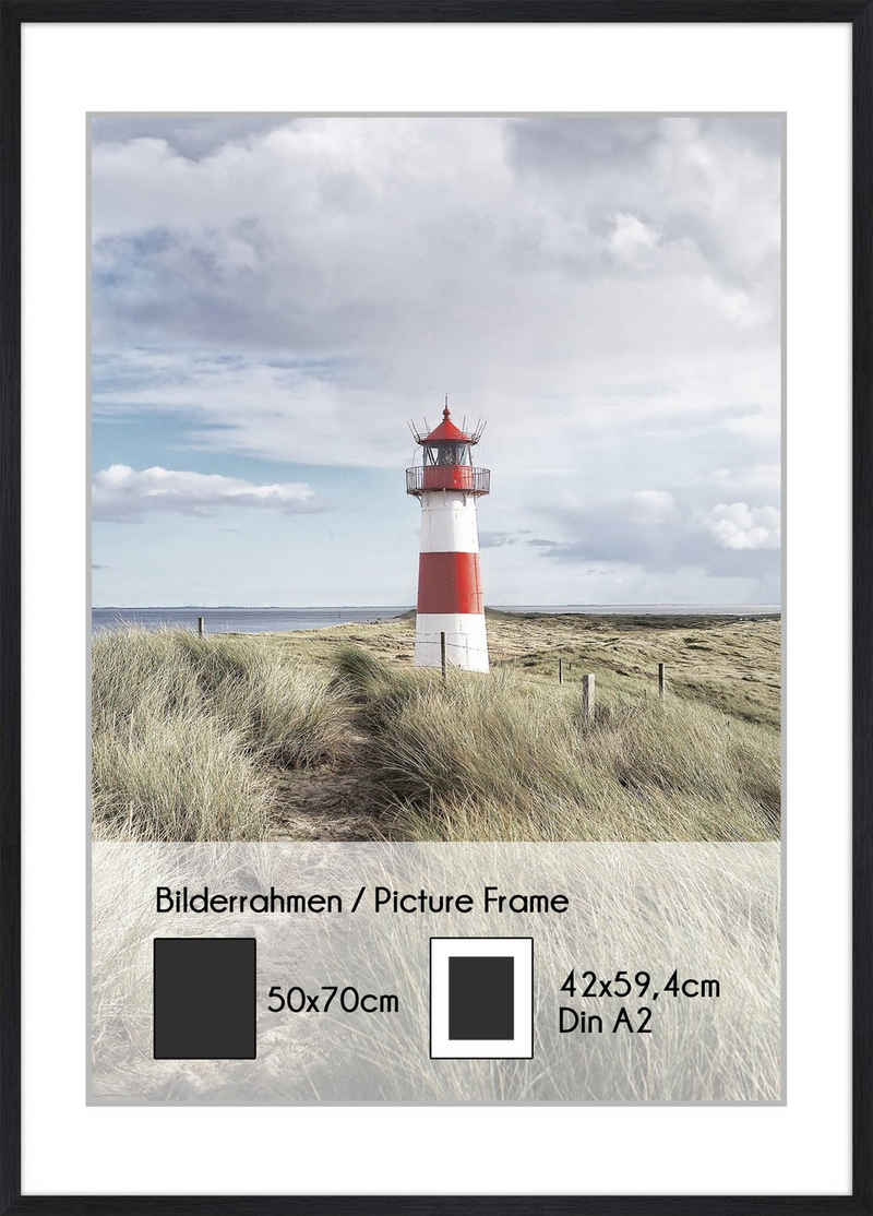 artissimo Bilderrahmen Bilder-Rahmen 50x70cm inkl. Passepartout für Poster DinA2 Schwarz Matt