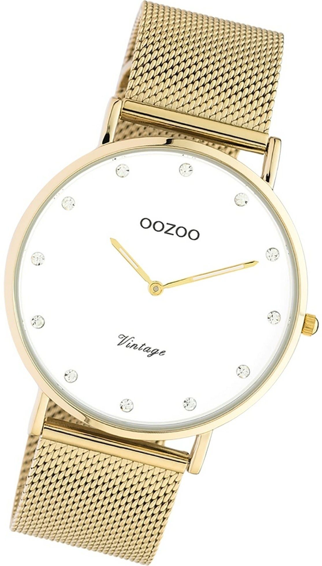 Unisex Quarzuhr Herrenuhr groß gold, Edelstahl Edelstahlarmband Damen, Gehäuse, 20236 40mm) OOZOO Oozoo rundes Uhr (ca Analog,