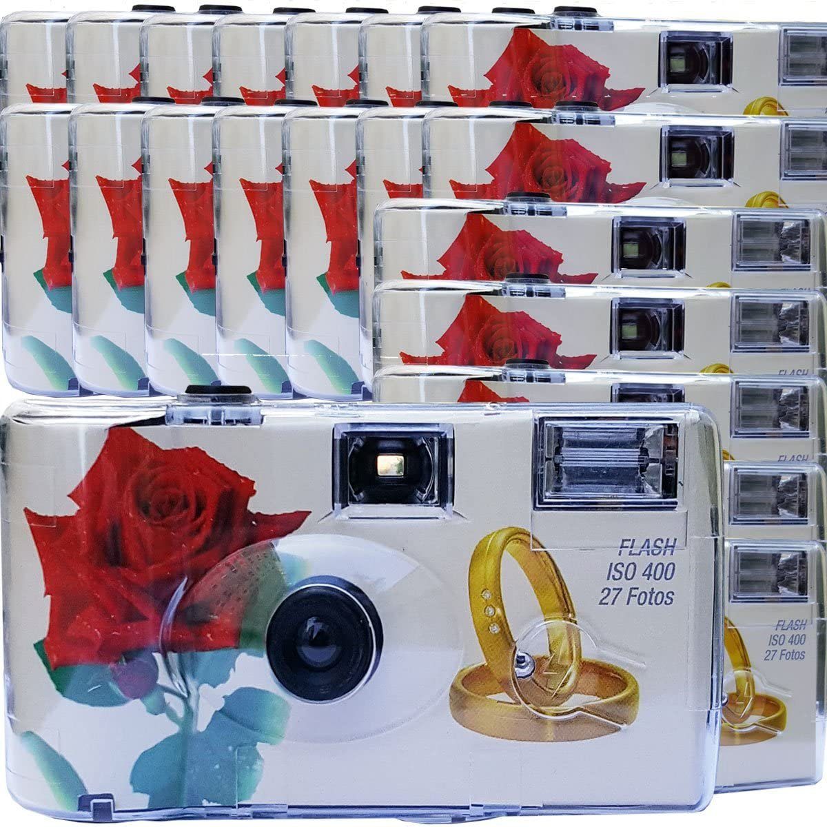 TopShot 20 x Einwegkamera Sonderposten Hochzeit Rosen + Ringe Einwegkamera