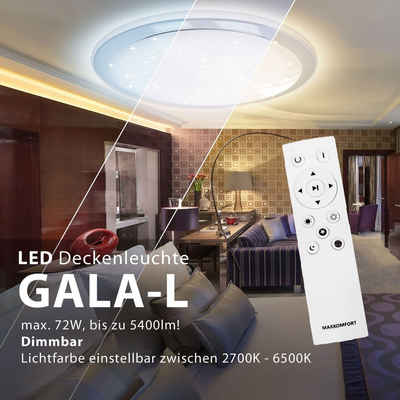 Maxkomfort LED Deckenleuchte GALA mit Sternhimmel Effekt, GALA-72W, LED fest integriert, je nach Variante siehe Bilder, Farbwechsel, Strenenleuchte, LED, Deckenlampe, RGB