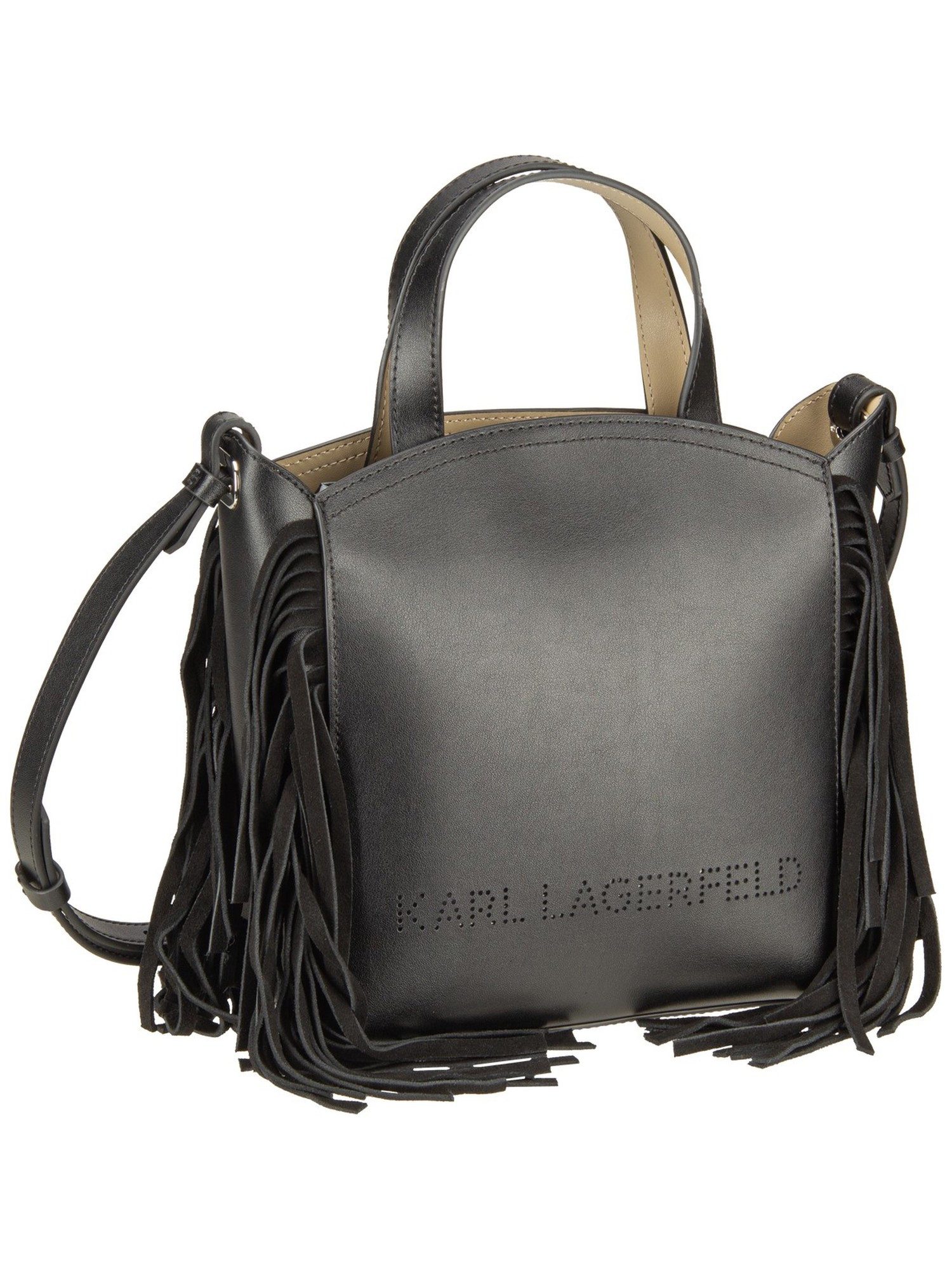 KARL LAGERFELD Handtasche K/Circle SM Zip Tote Fringes Black/Nickel - Tote Bag-Onesize, Tote Bags