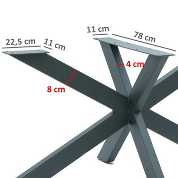 Zelsius Tischbein Metall Tischbeine Kreuzgestell, 149 x 78 x 72 cm, anthrazit