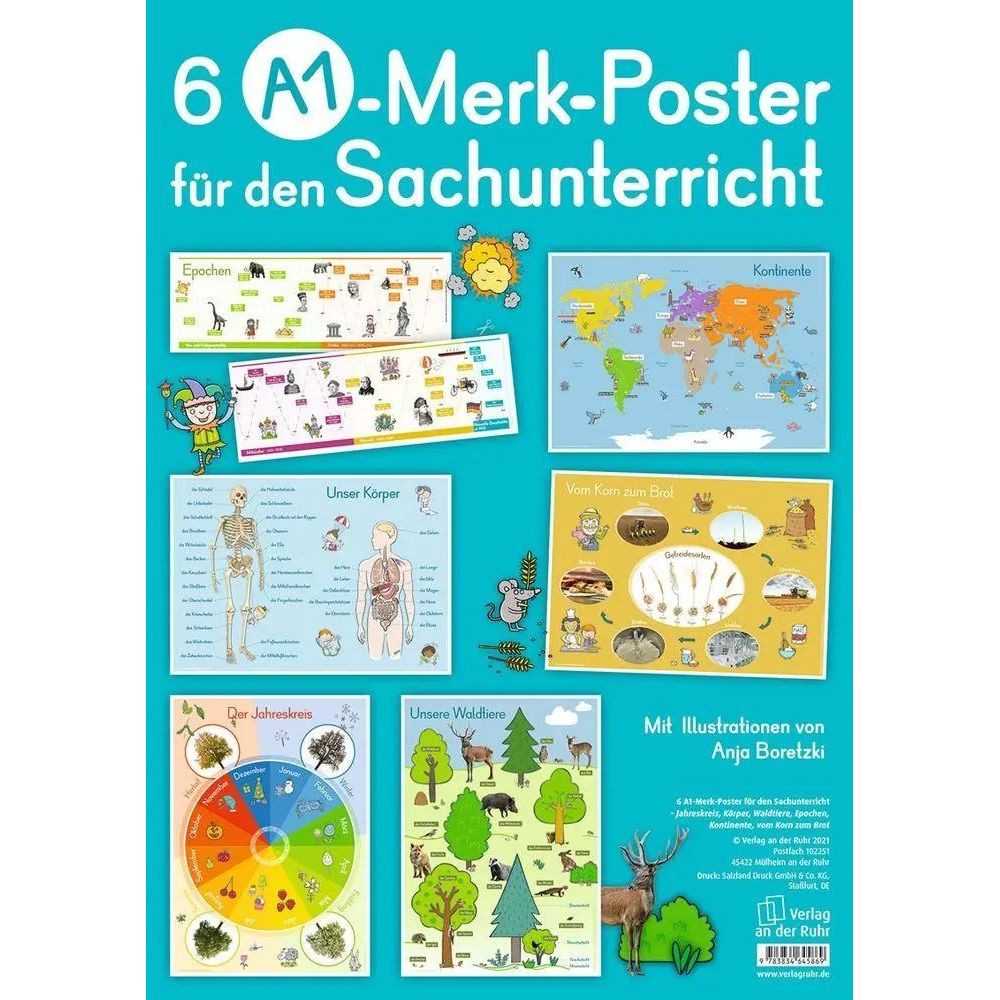 Verlag an der Ruhr Poster 6 A1-Merk-Poster für den Sachunterricht  Jahreskreis, Körper,...