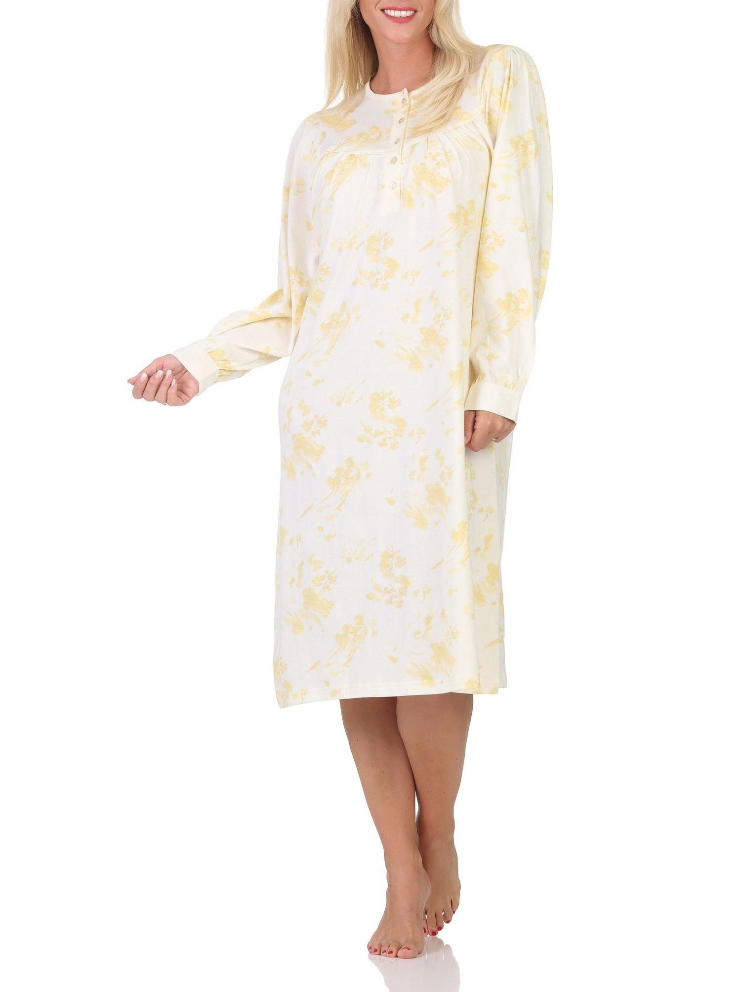 Nachthemd Damen langarm Nachthemd im klassischen fraulichen Design