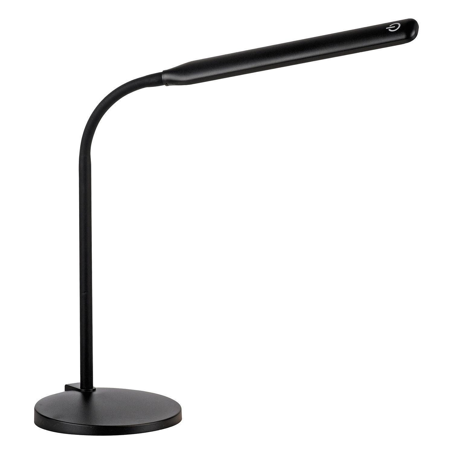 JUST LIGHT LED Schreibtischlampe ELLY, Schwarz, Kunststoff, Ø 14,5 x H 32 cm, Dimmfunktion, LED fest integriert, Extra-Warmweiß, Neutralweiß, flexibler Lampenschirm