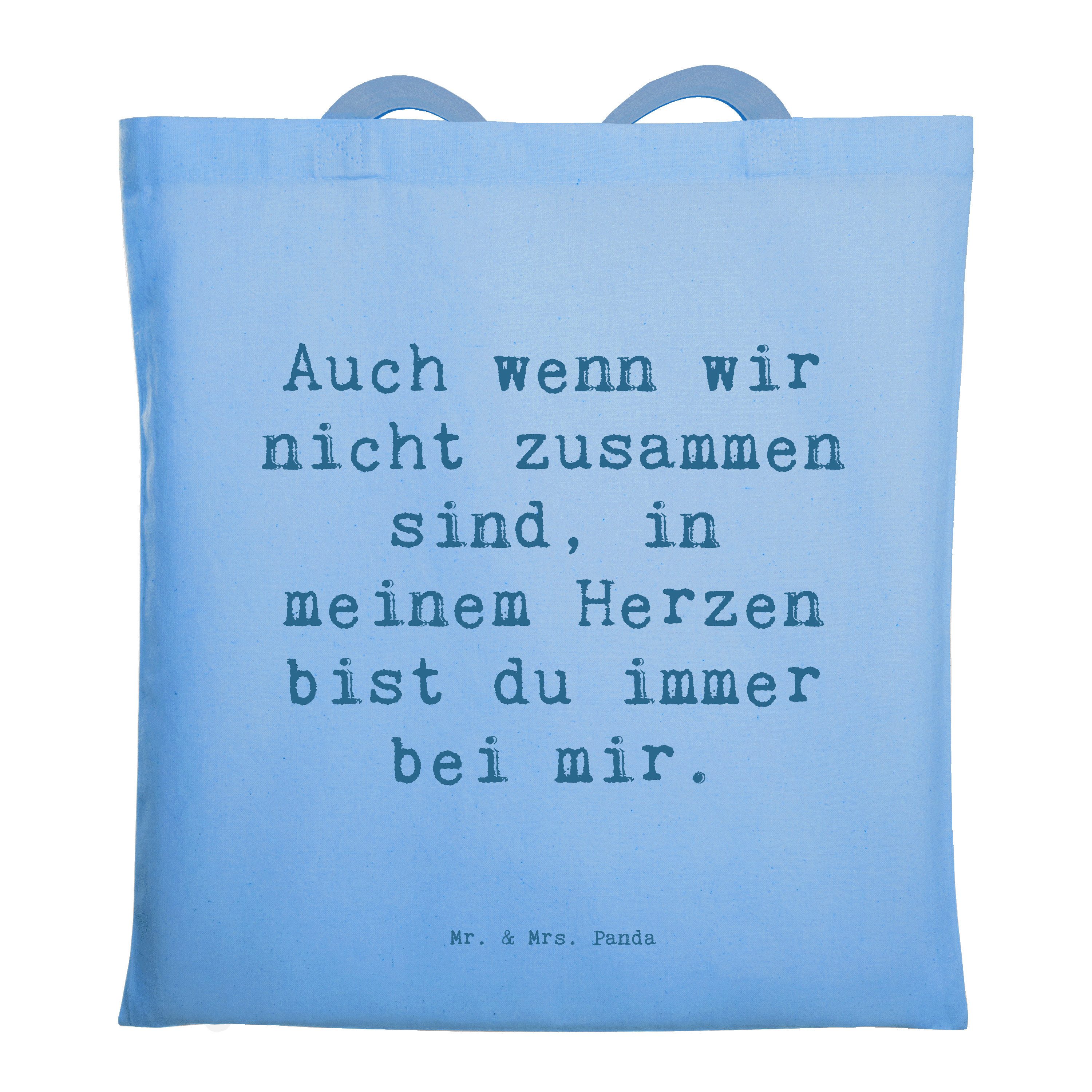 Mr. & Mrs. Panda Tragetasche Spruch Trennung von den Eltern - Sky Blue - Geschenk, Verbundenheit, (1-tlg), Design-Highlight