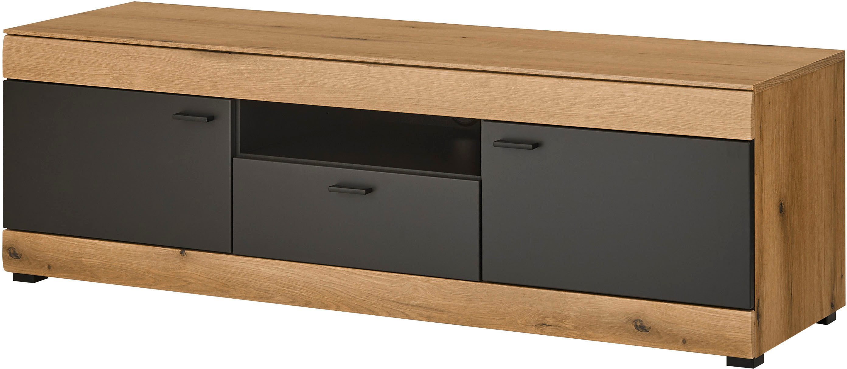 Home affaire Lowboard Soleto, moderner TV-Schrank, Kommode, TV-Unterschrank, zeitlos, schwarze Griffe aus Metall, ausreichend Stauraum