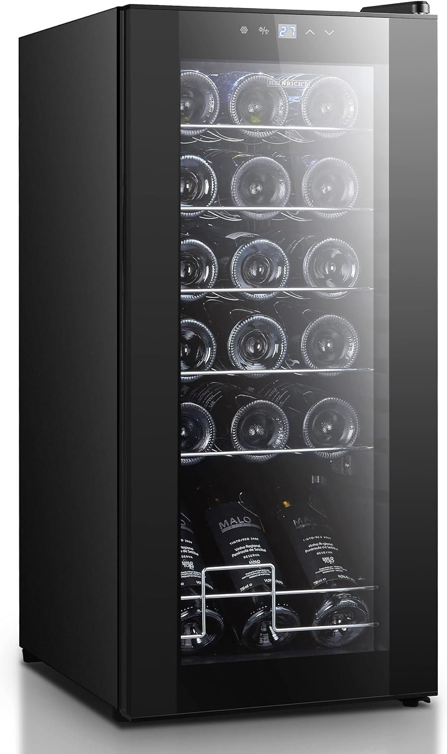 Heinrich´s Weinkühlschrank HFK 3216, für 18 Standardflaschen á 0,75l,Getränkekühlschrank  Weinkühler mit Kühlung von 5 bis 18°C