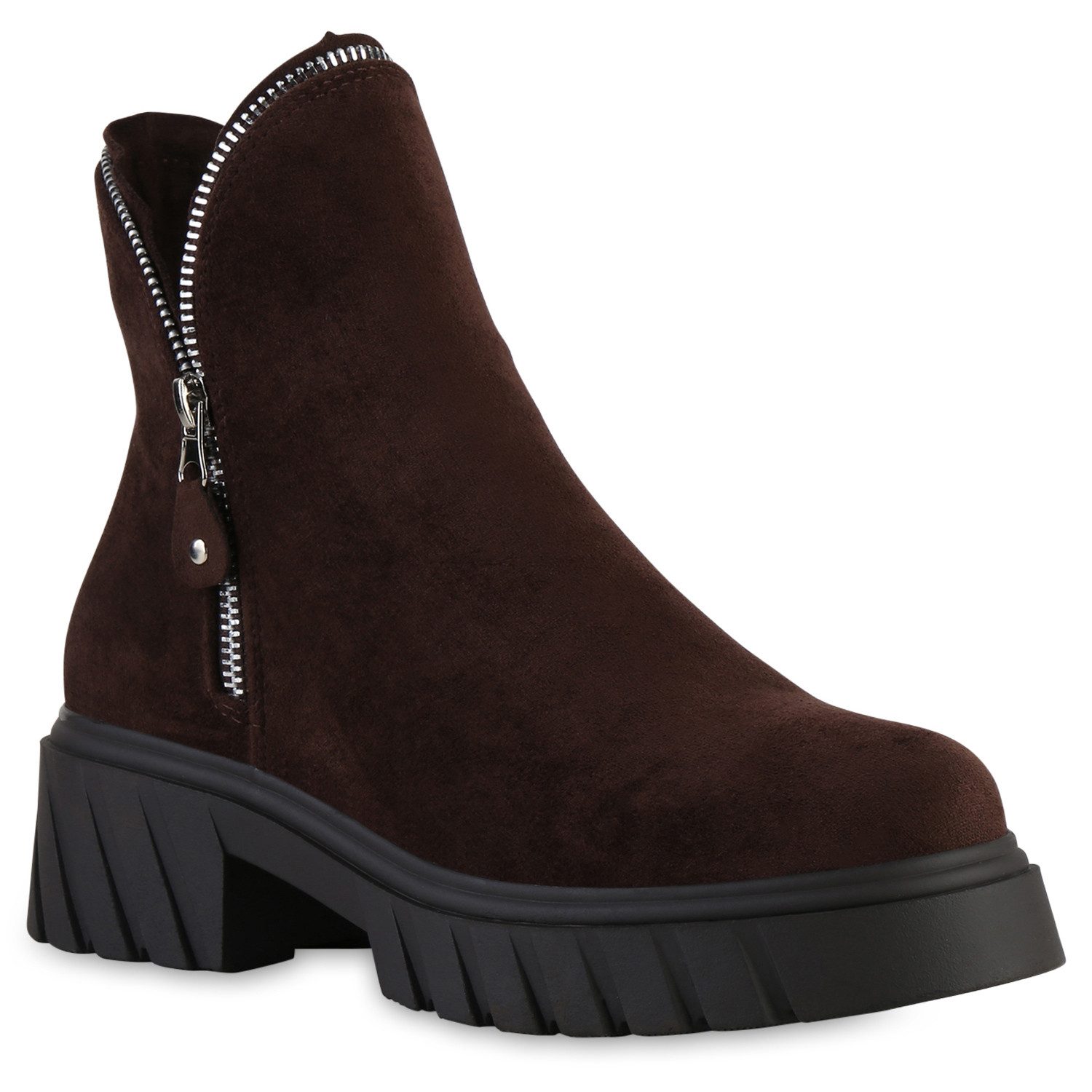 VAN HILL 841829 Stiefelette Damen Leicht Gefütterte Klassische Stiefeletten Zipper