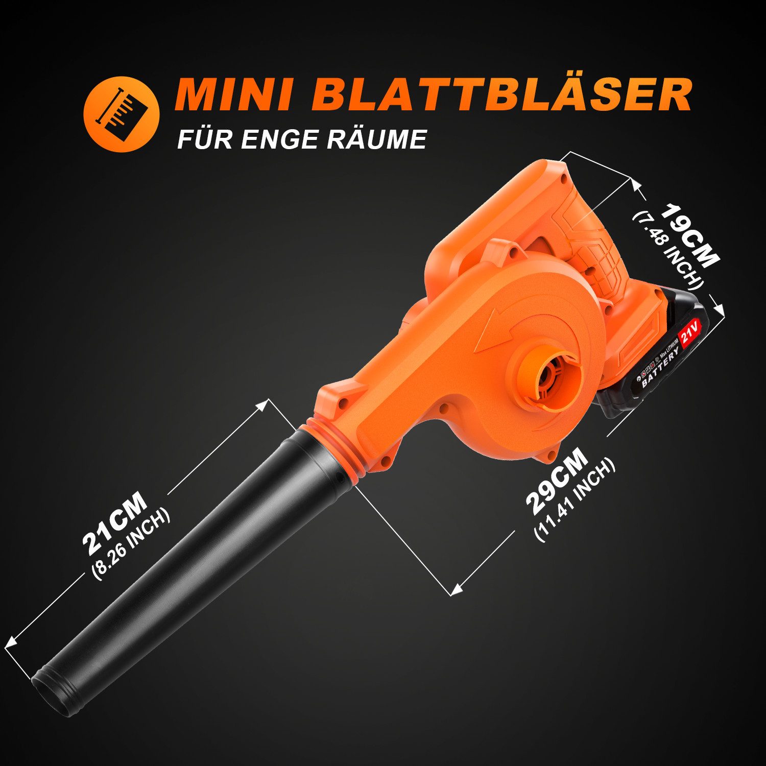 reffmov Akku-Gebläse 2-in-1 Akku Laubbläser & Laubsauger, Elektrischer Hand-Gebläse, mit 2 Akkus