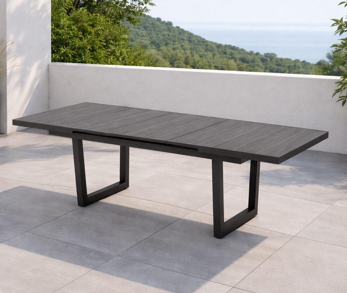 Gardissimo Gartentisch Nizza Ausziehtisch mit Synchronauszug 200 auf 260x100 cm Keramik (1 Keramik Ausziehtisch, 1-St., 1 Tisch), Tischplatte aus hochwertiger Keramik / kratzfest / wetterfest