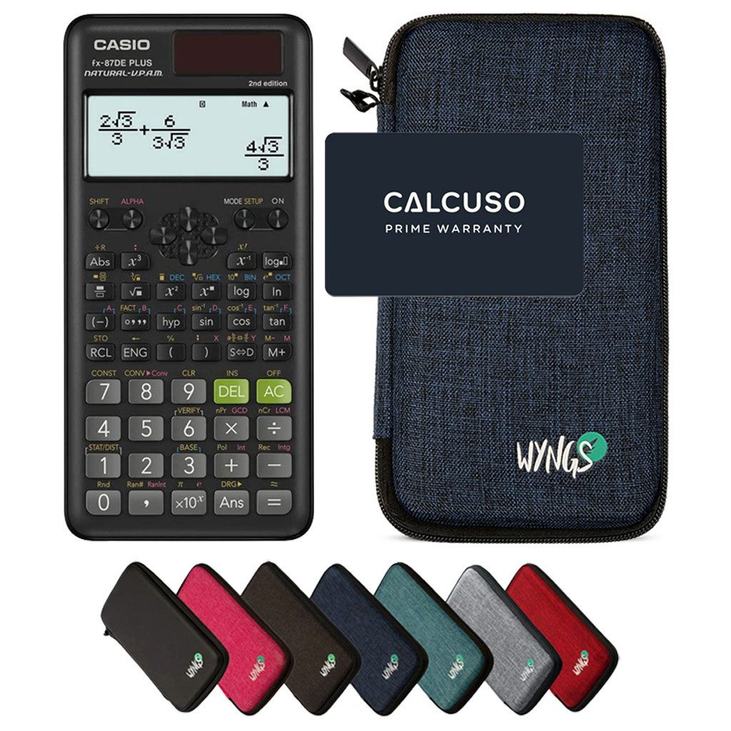 CASIO Taschenrechner fx-87DE Plus 2nd edition Classwiz inkl. WYNGS Schutztasche Blau