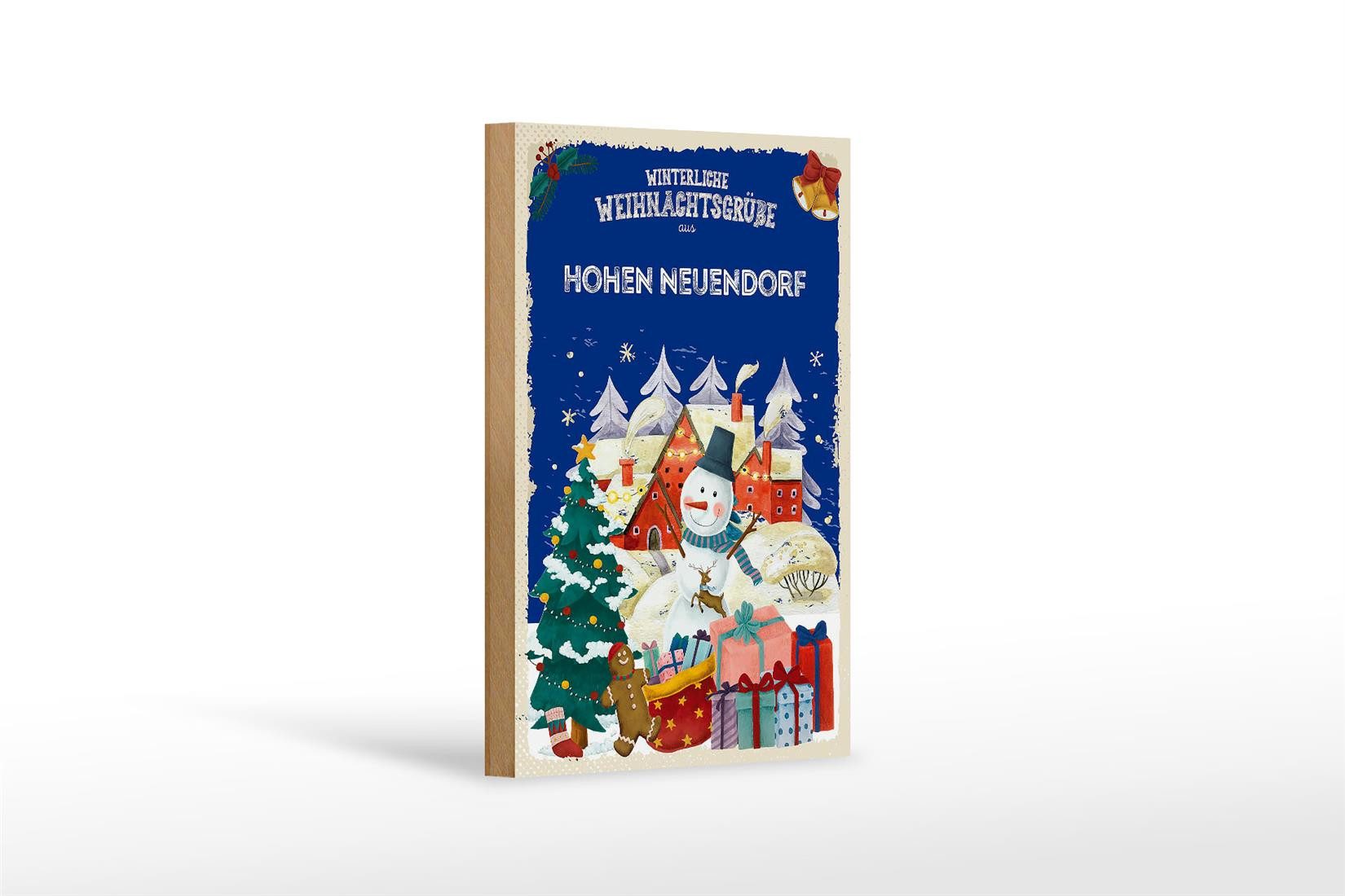 Femer GmbH Holzbild Weihnachtsgrüße HOHEN NEUENDORF 12x18 cm, Feste und Feiertage (1 St), Glatte Holzfaserplatte (MDF), vorn beschichtet