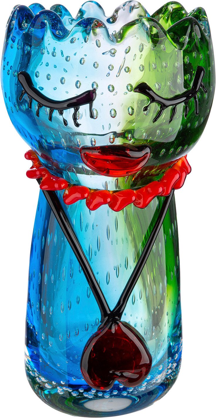 GILDE Tischvase Gesichtsvase Jessica mehrfarbig H. 25 cm (1 St), Gesichtsvase, Glas, Fraumotiv, Blumenvase, künstlerisch, modern